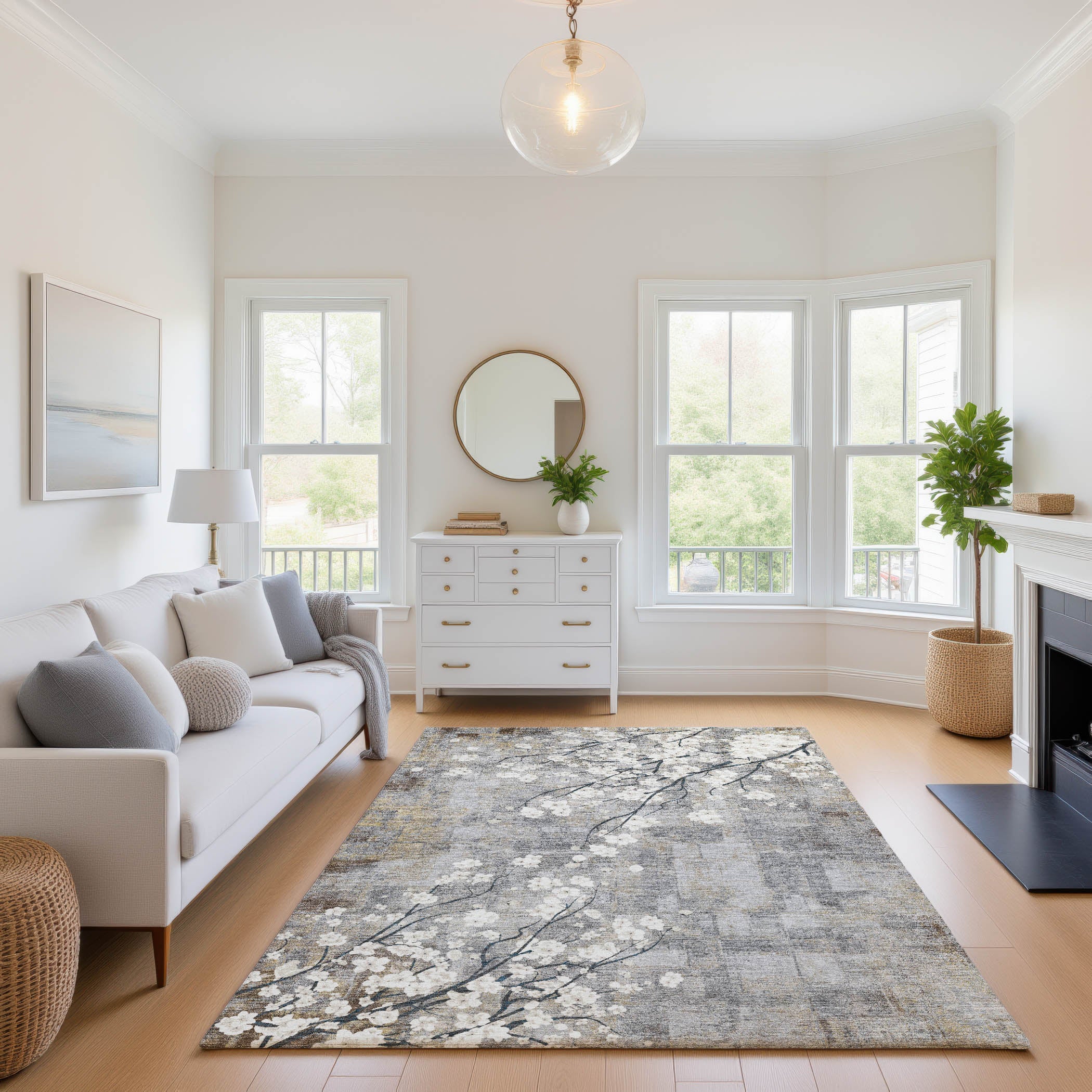 Bogota Machine Washable Transitional Gray Rug 2'6" x 3'10" #shape_Rectangle