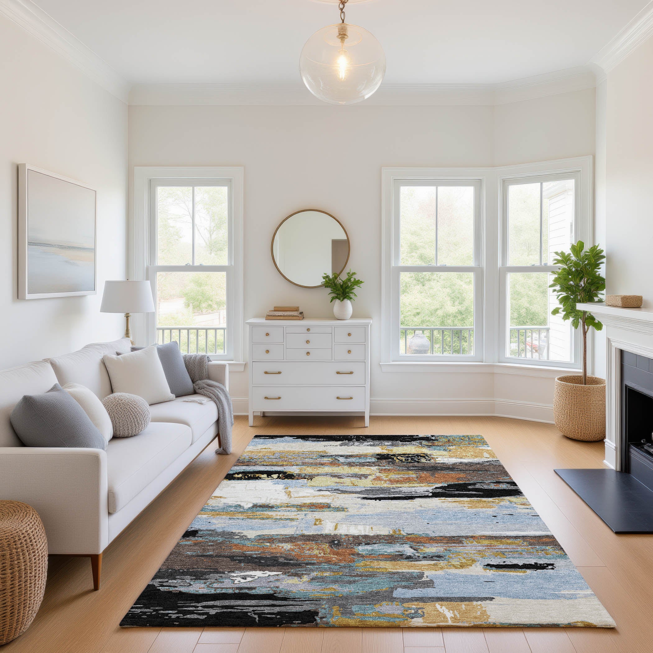 Cusco Machine Washable Transitional Black Rug 2'6" x 3'10" #shape_Rectangle