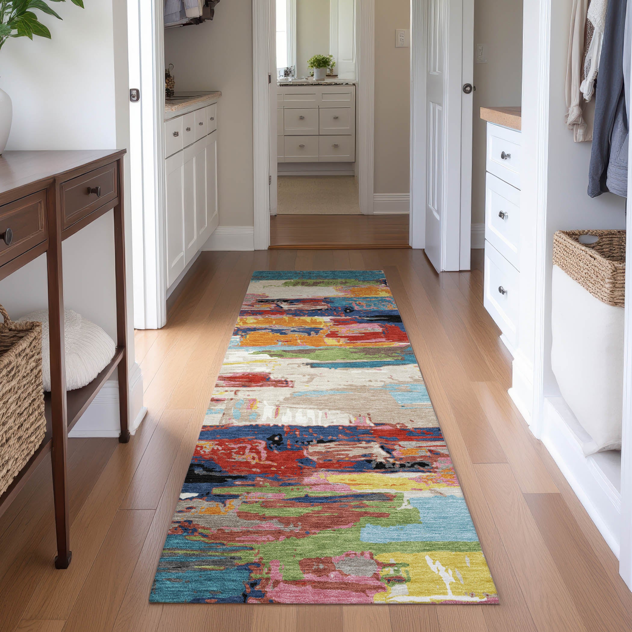 Cusco Machine Washable Transitional Denim Blue Rug 2'3" x 7'6" #shape_Runner