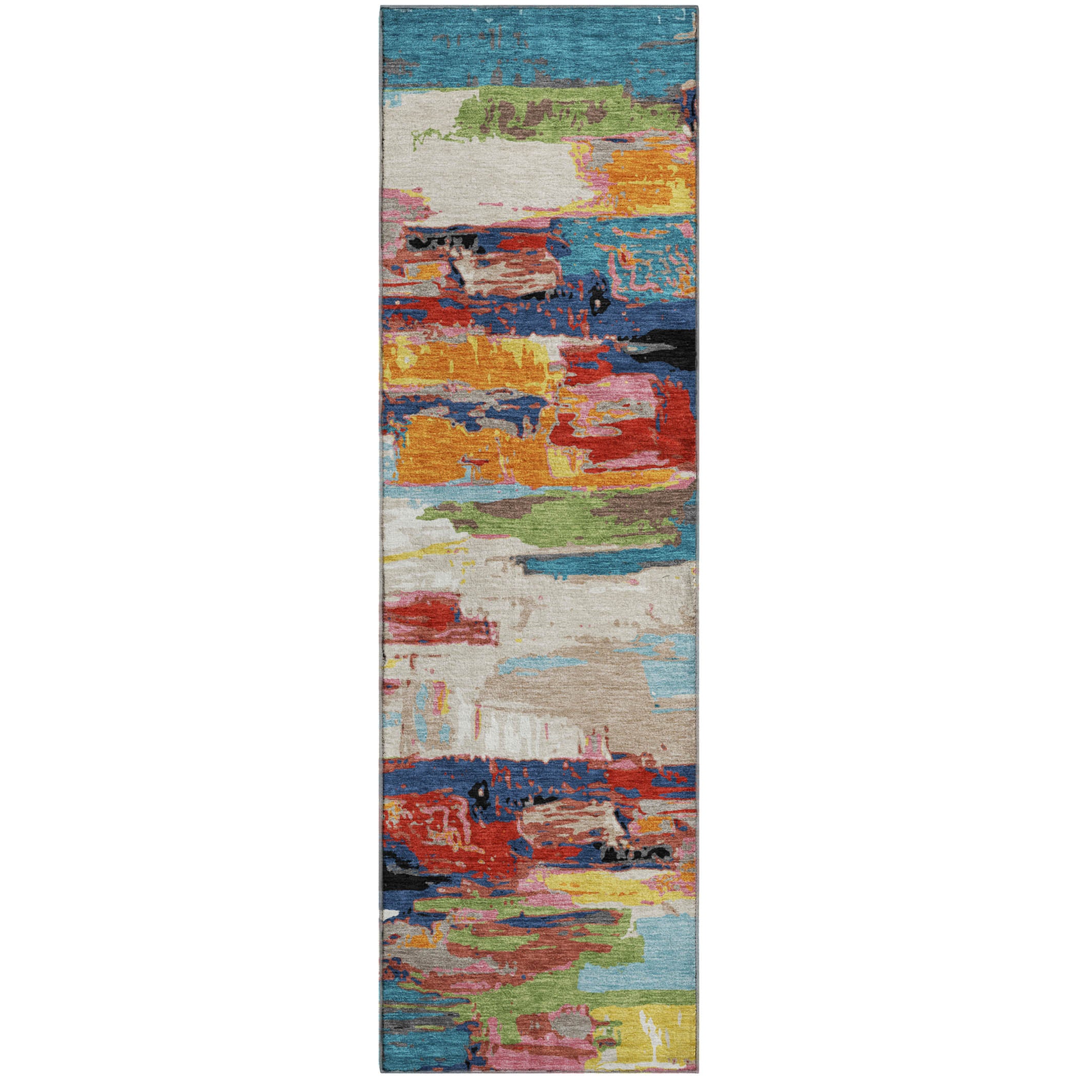 Cusco Machine Washable Transitional Denim Blue Rug 2'3" x 7'6" #shape_Runner