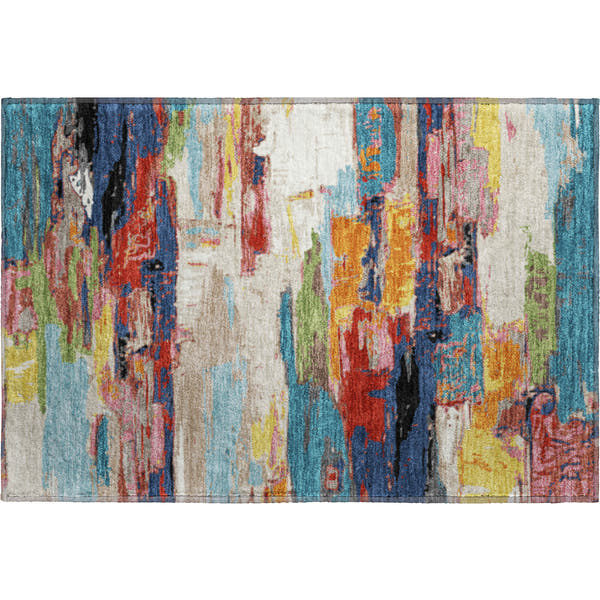 Cusco Machine Washable Transitional Denim Blue Rug 1'8" x 2'6"