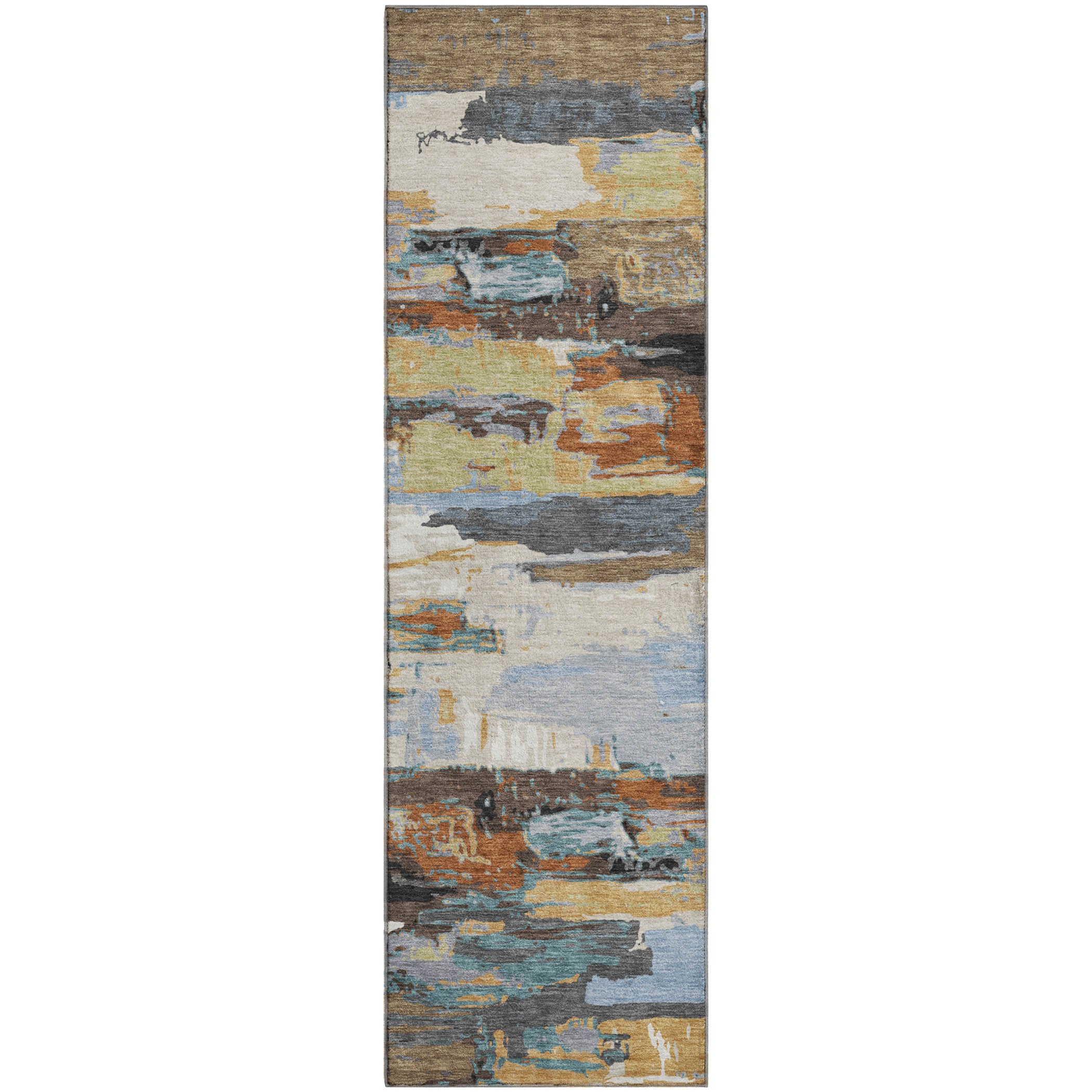 Cusco Machine Washable Transitional Mocha Brown Rug 2'3" x 7'6" #shape_Runner