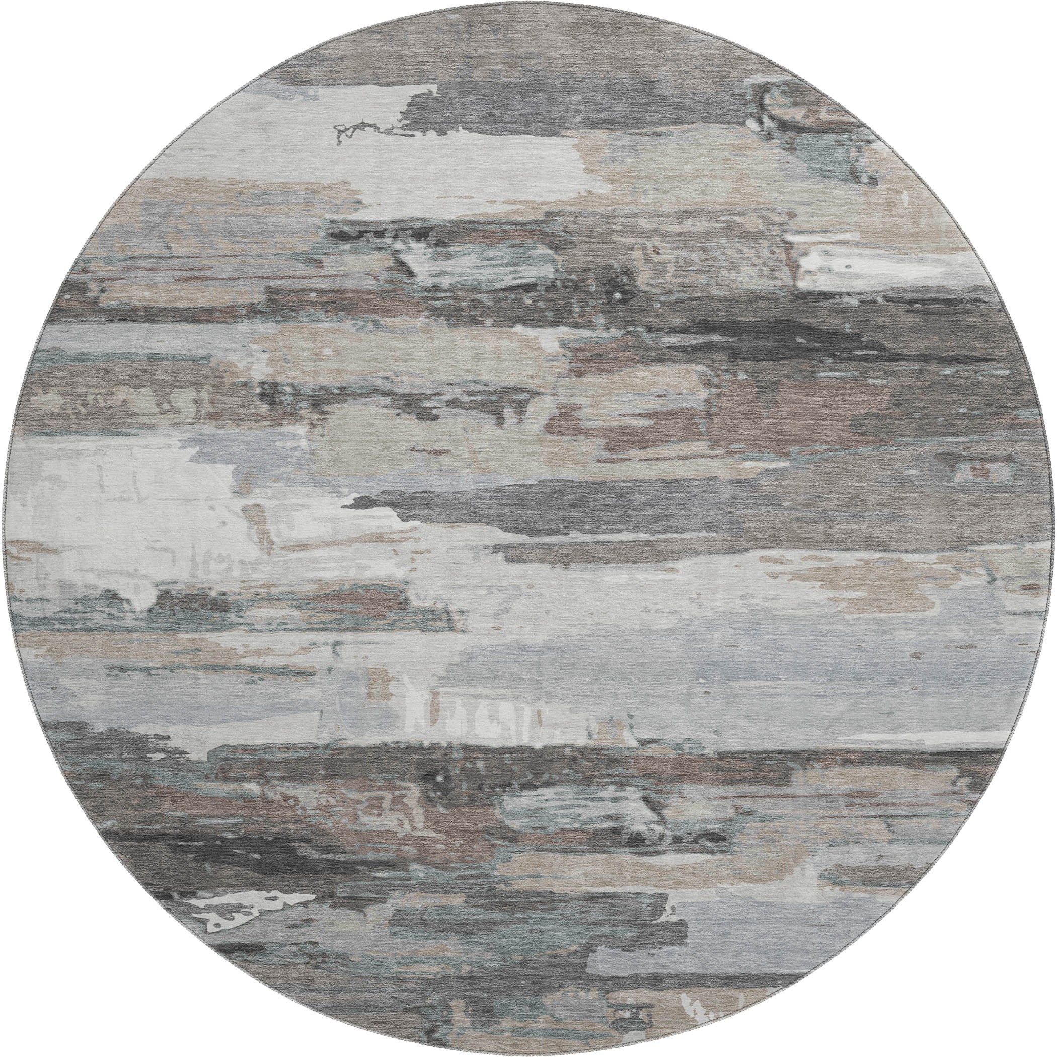 Cusco Machine Washable Transitional Taupe Brown Rug 8' x 8' #shape_Round