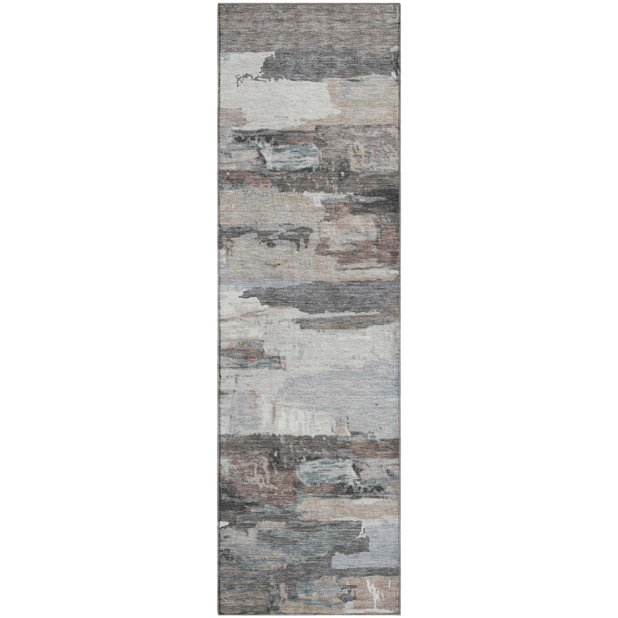 Cusco Machine Washable Transitional Taupe Brown Rug 2'3" x 7'6" #shape_Runner