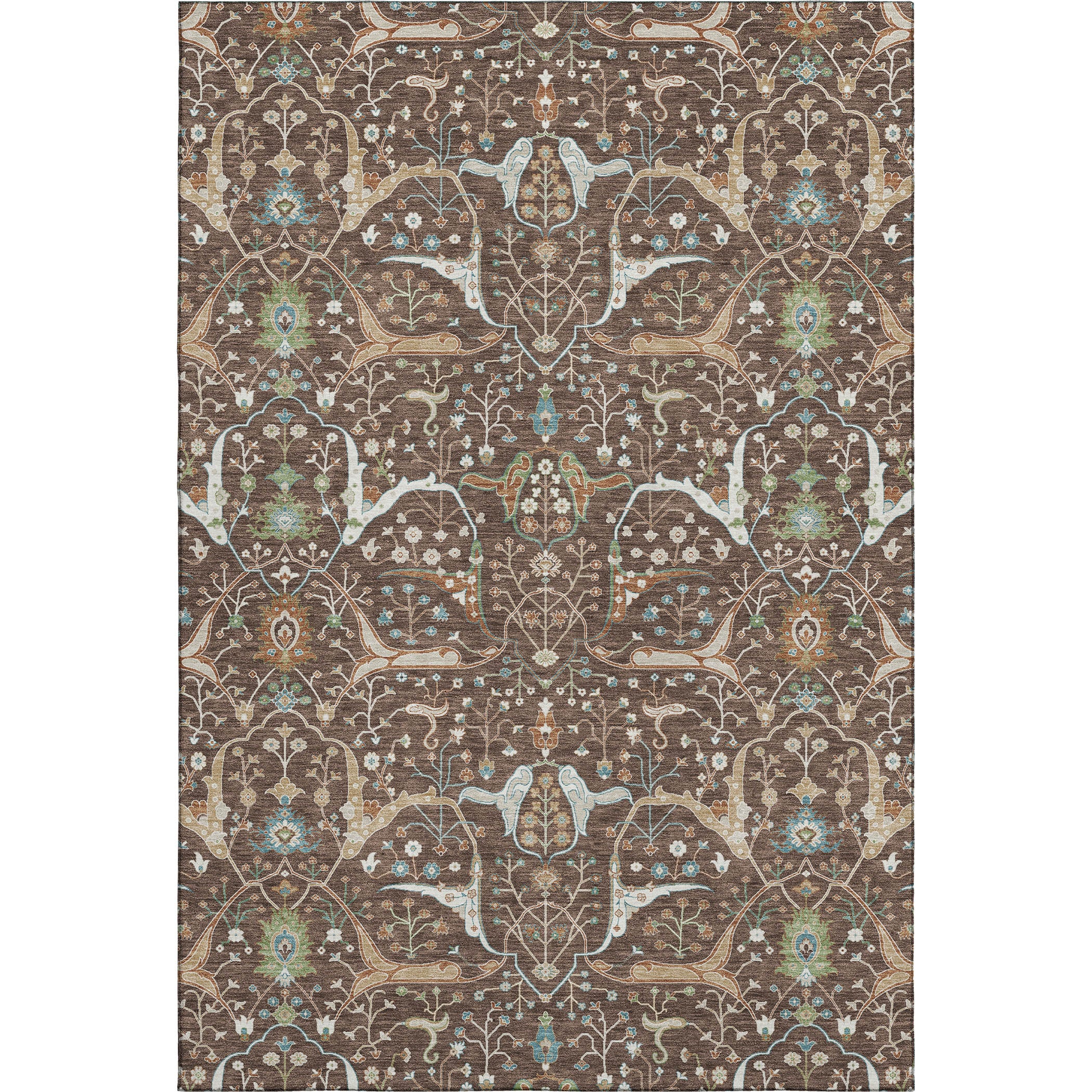 Porto Machine Washable Traditional Brown Rug 2'6" x 3'10" #shape_Rectangle