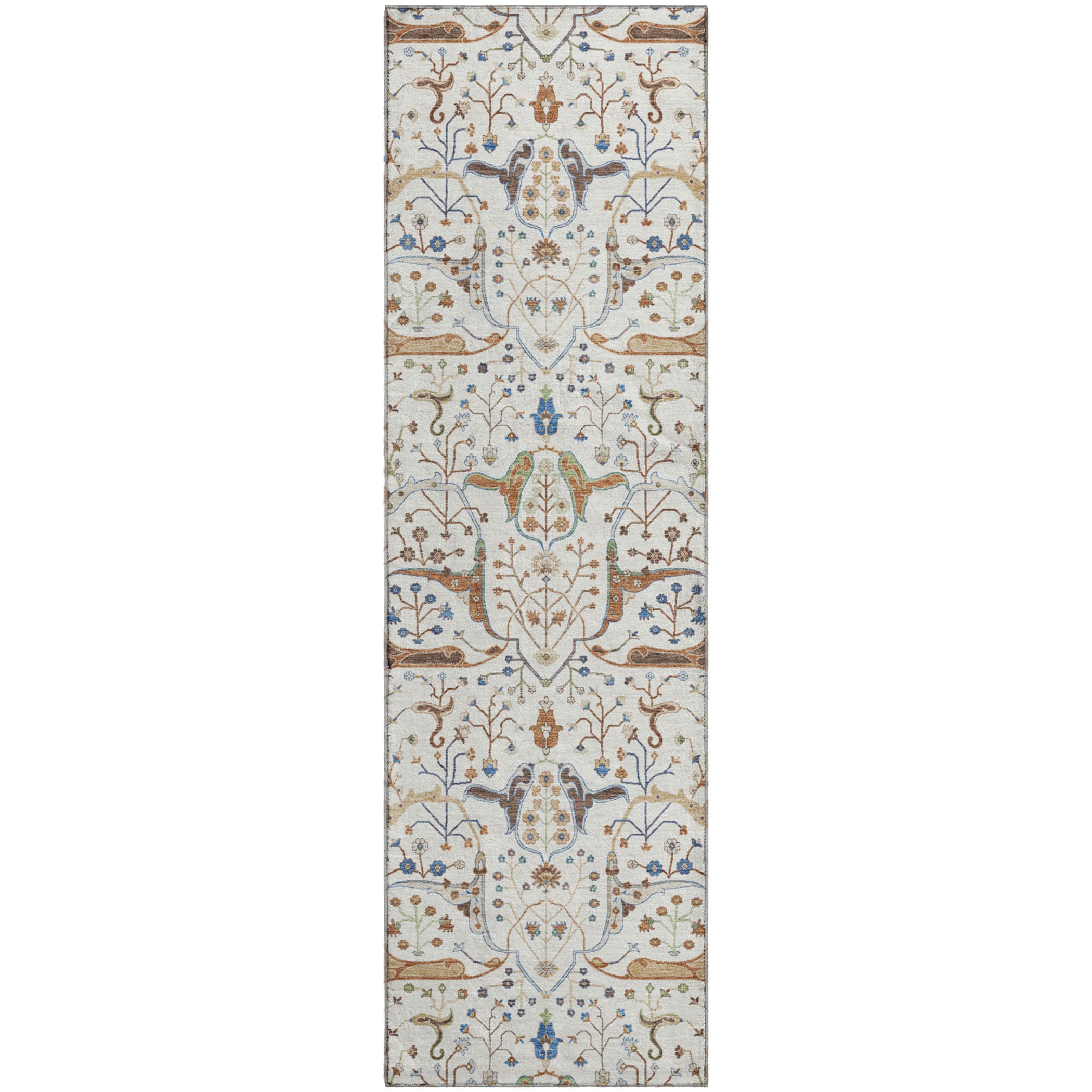 Porto Machine Washable Traditional Ivory Rug 2'3" x 7'6" #shape_Runner