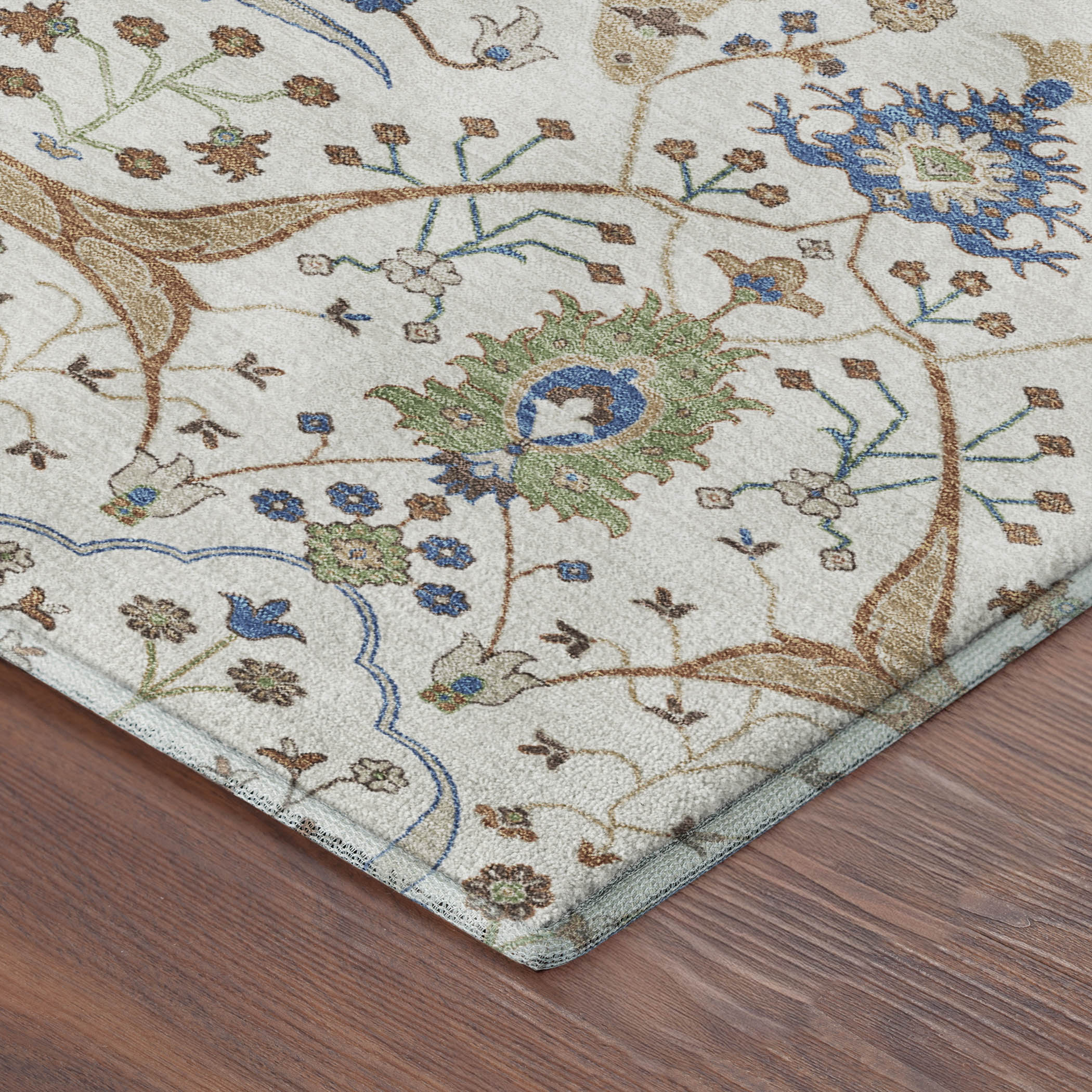Porto Machine Washable Traditional Ivory Rug 1'8" x 2'6" #shape_Rectangle