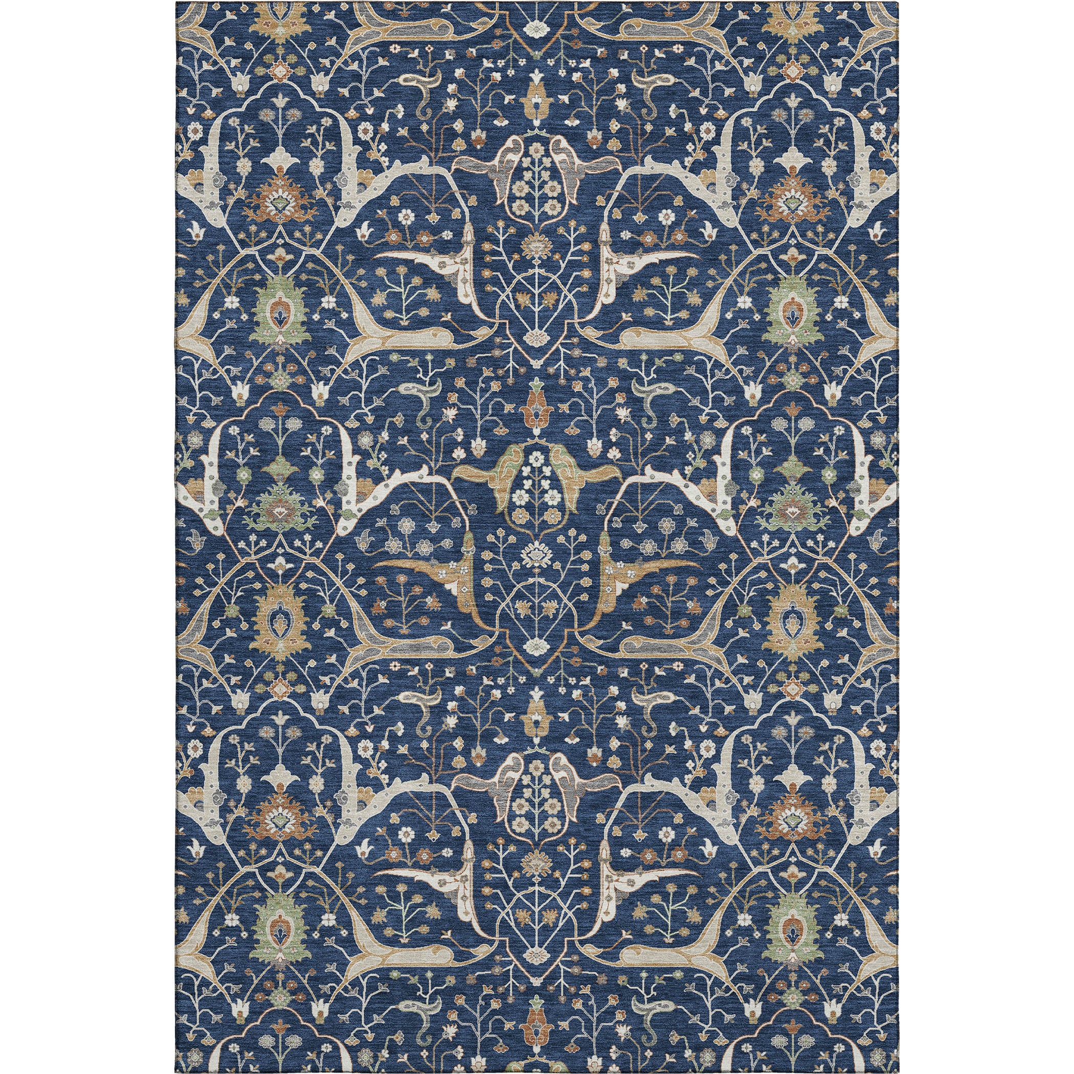Porto Machine Washable Traditional Navy Blue Rug 2'6" x 3'10" #shape_Rectangle