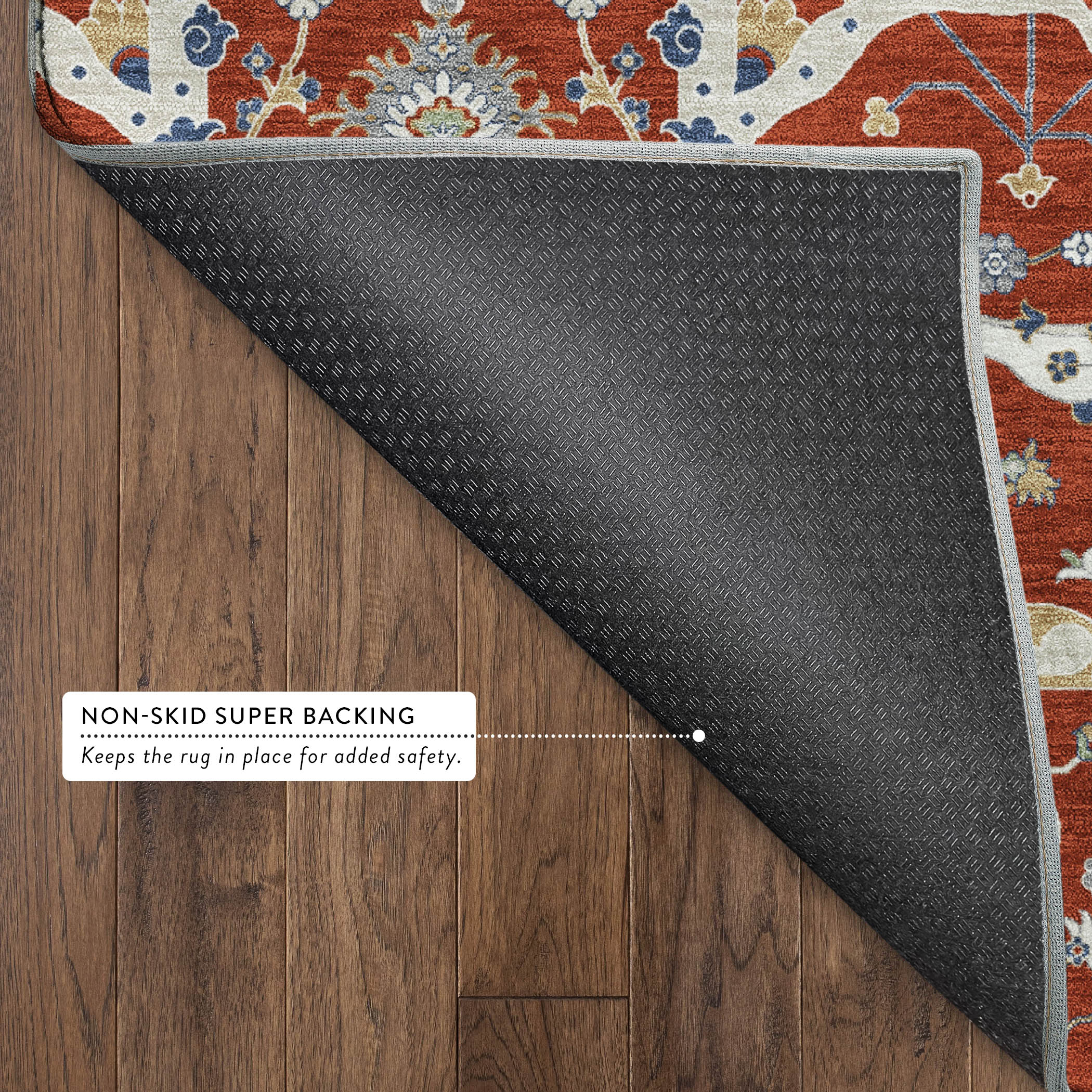 Porto Machine Washable Traditional Red Rug 1'8" x 2'6" #shape_Rectangle