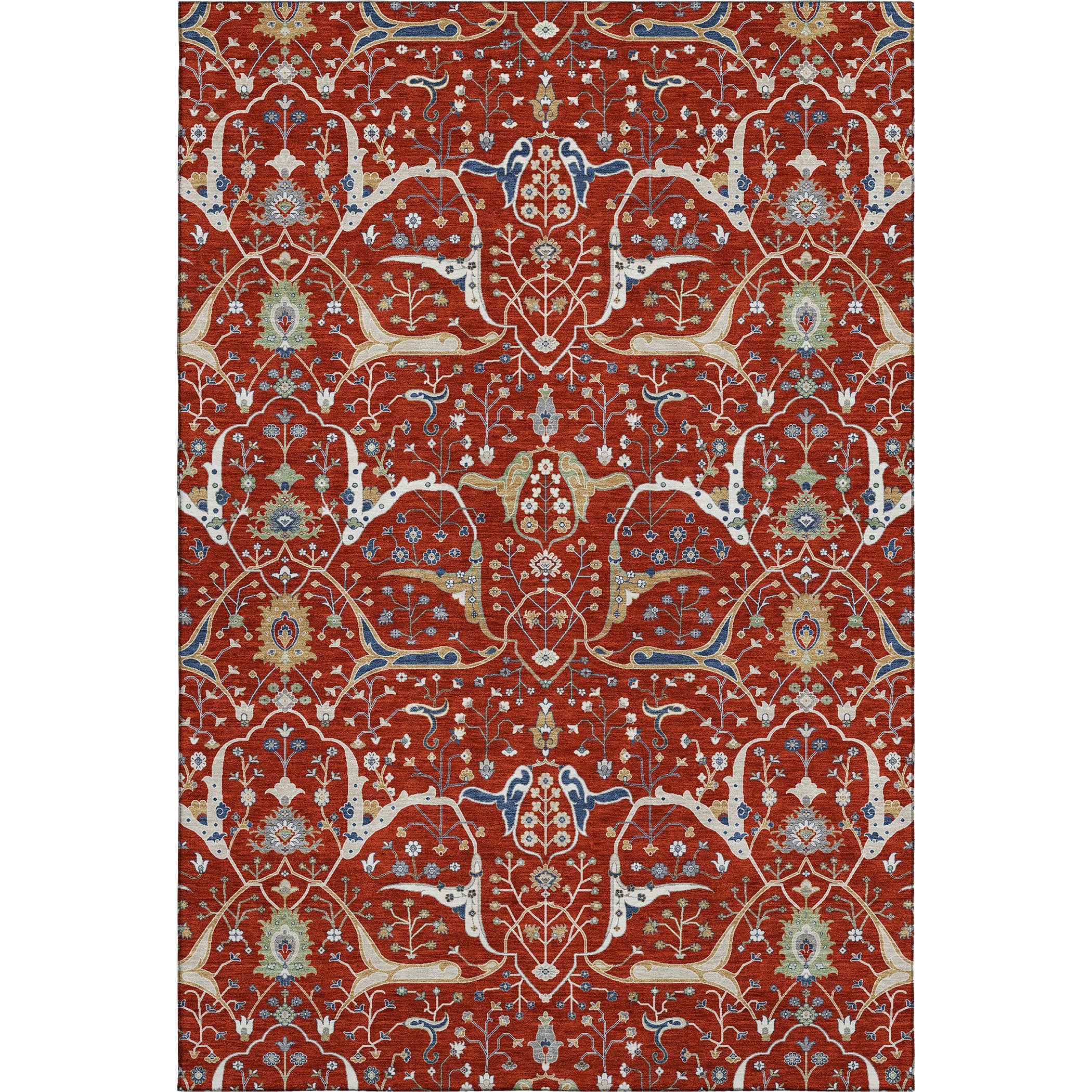 Porto Machine Washable Traditional Red Rug 2'6" x 3'10" #shape_Rectangle