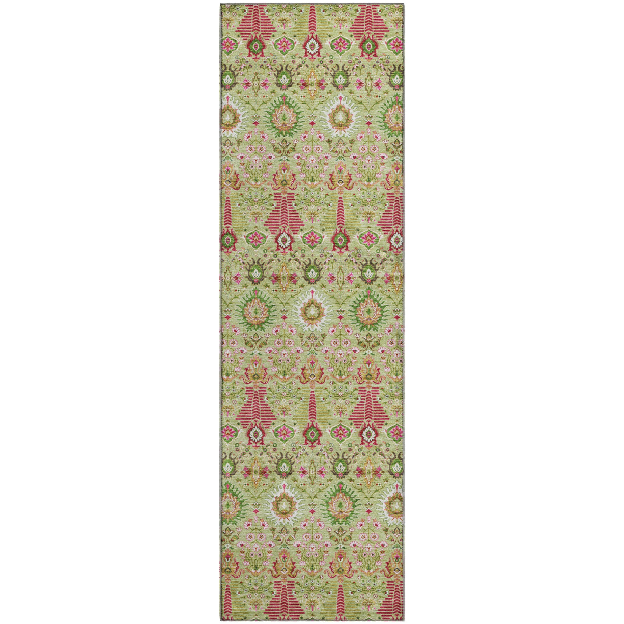 Sintra Machine Washable Traditional Aloe Green Rug 2'3" x 7'6" #shape_Runner