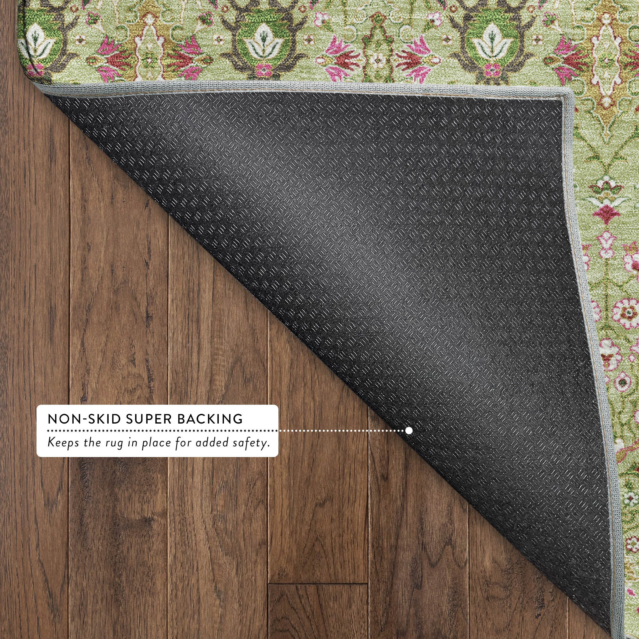 Sintra Machine Washable Traditional Aloe Green Rug 1'8" x 2'6" #shape_Rectangle