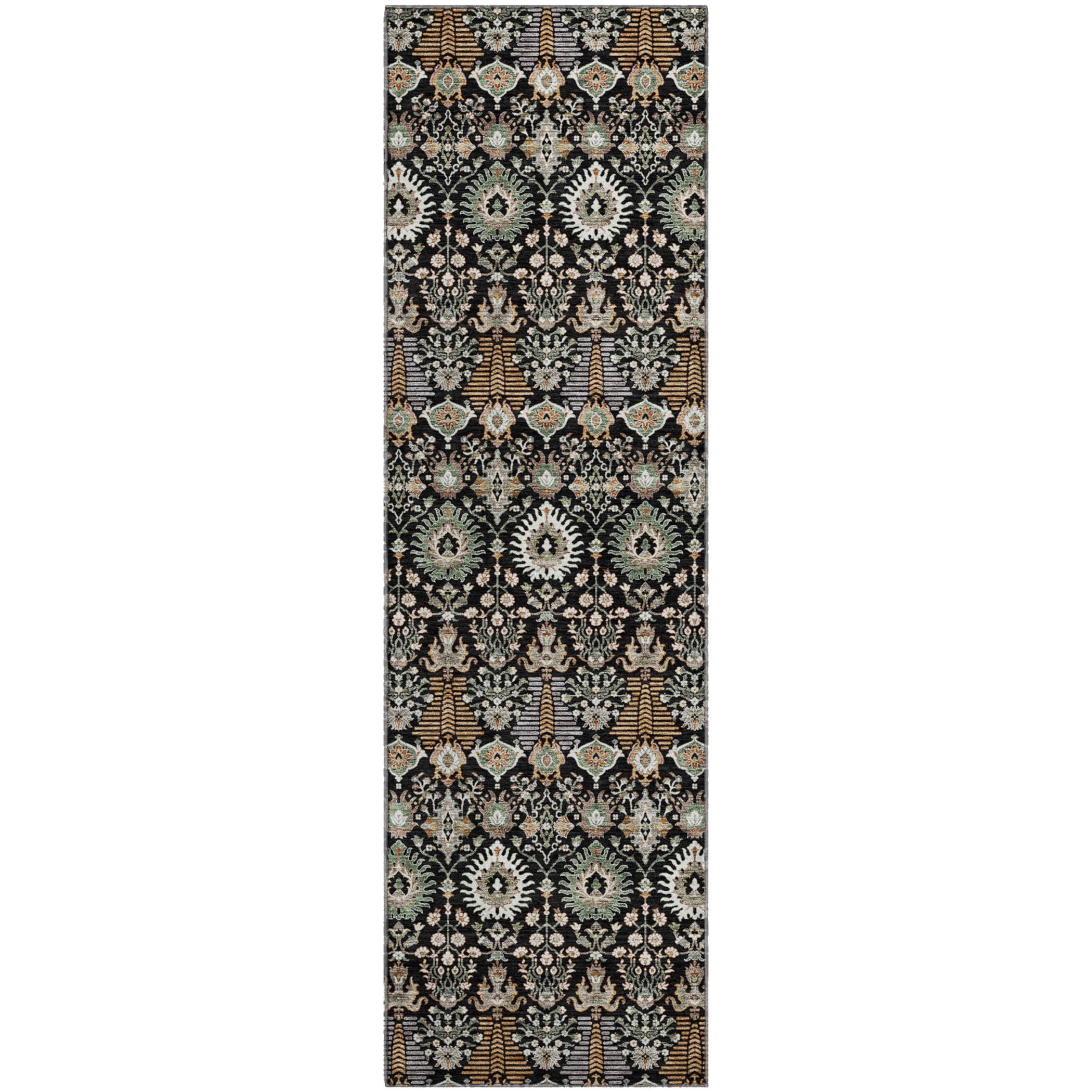 Sintra Machine Washable Traditional Black Rug 2'3" x 7'6" #shape_Runner