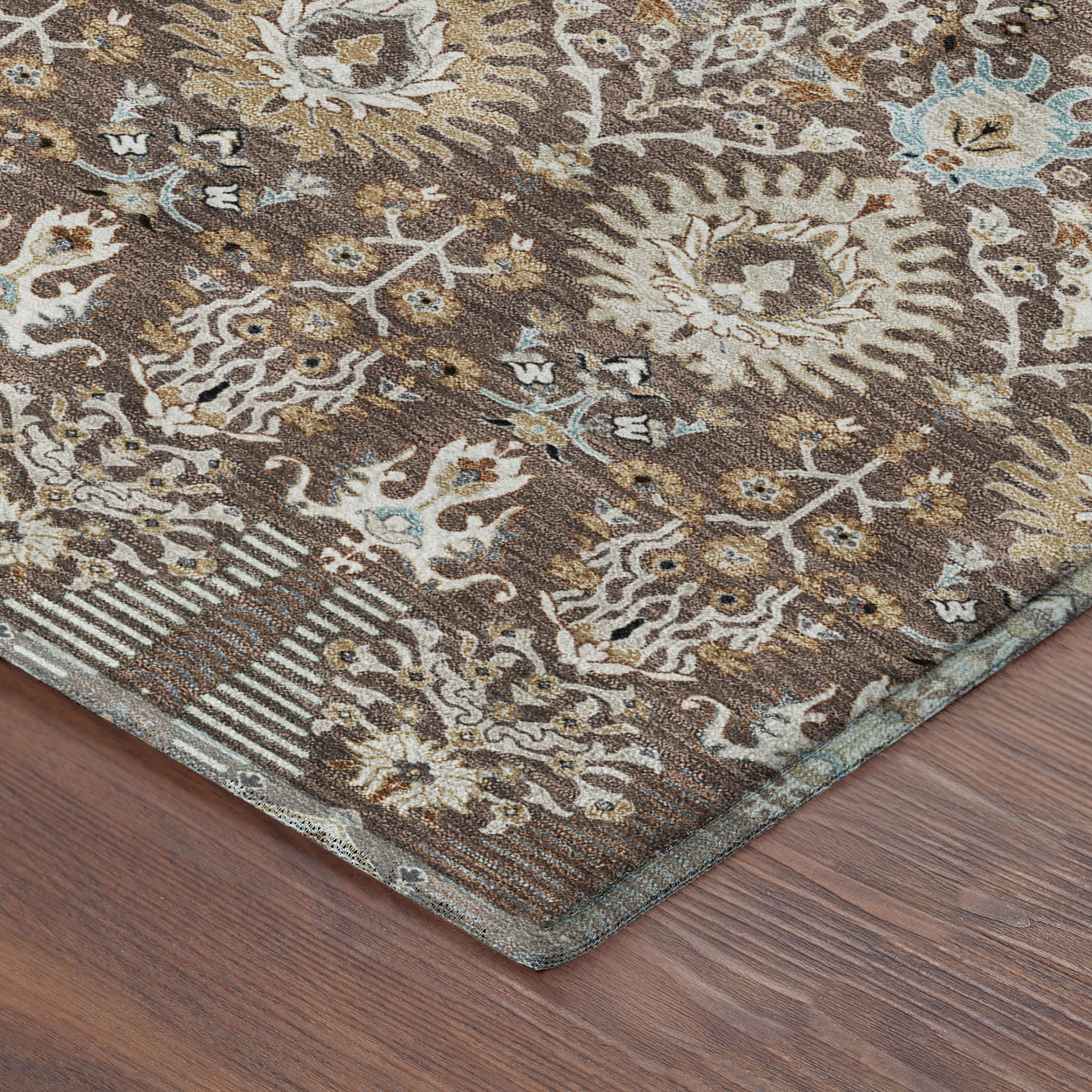 Sintra Machine Washable Traditional Brown Rug 1'8" x 2'6" #shape_Rectangle
