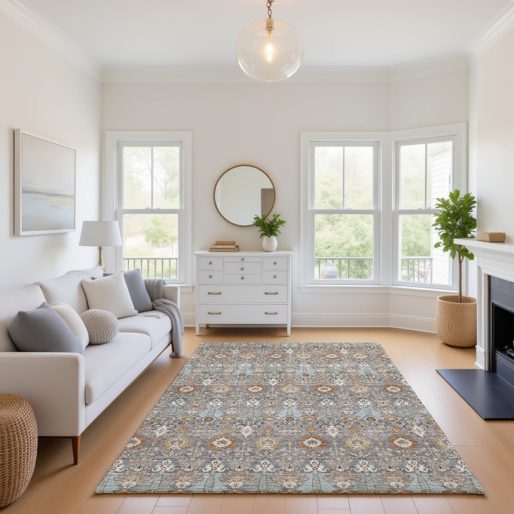 Sintra Machine Washable Traditional Gray Rug 2'6" x 3'10" #shape_Rectangle