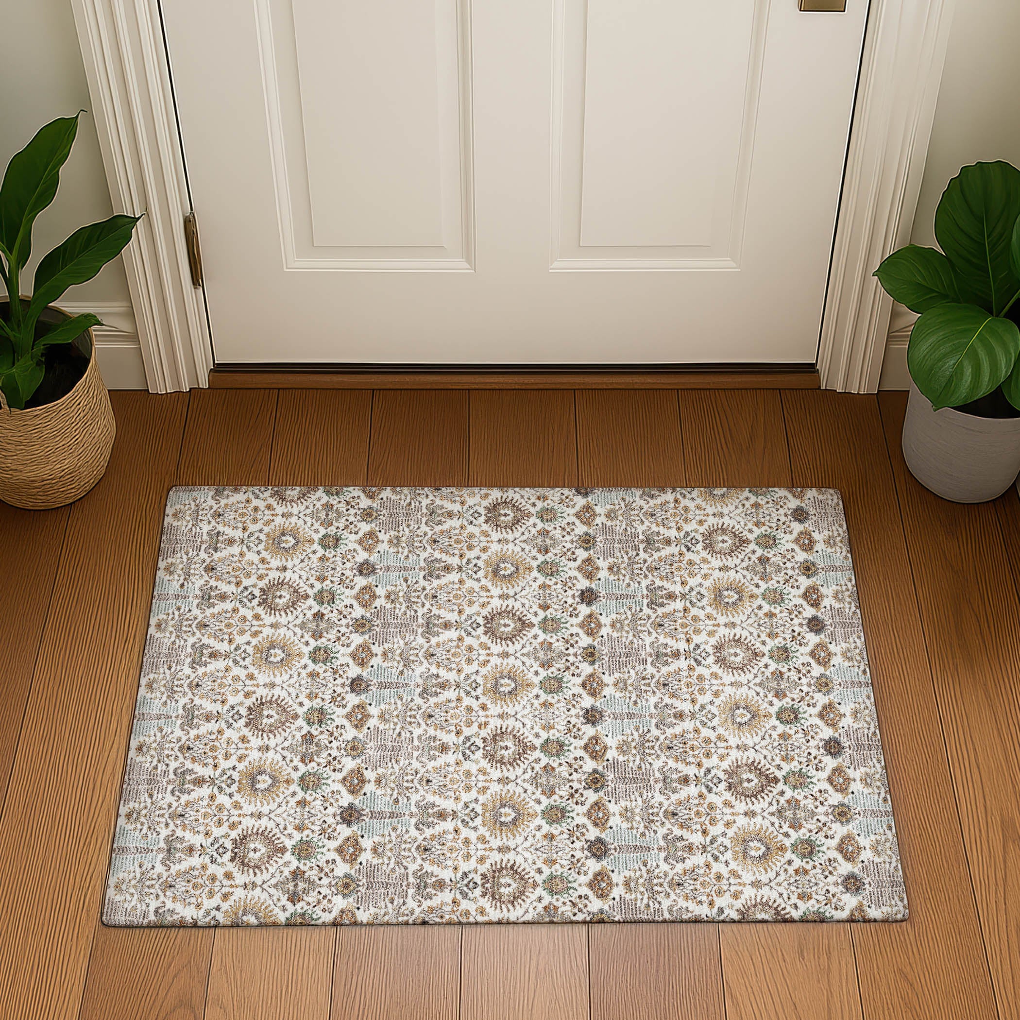 Sintra Machine Washable Traditional Ivory Rug 1'8" x 2'6" #shape_Rectangle