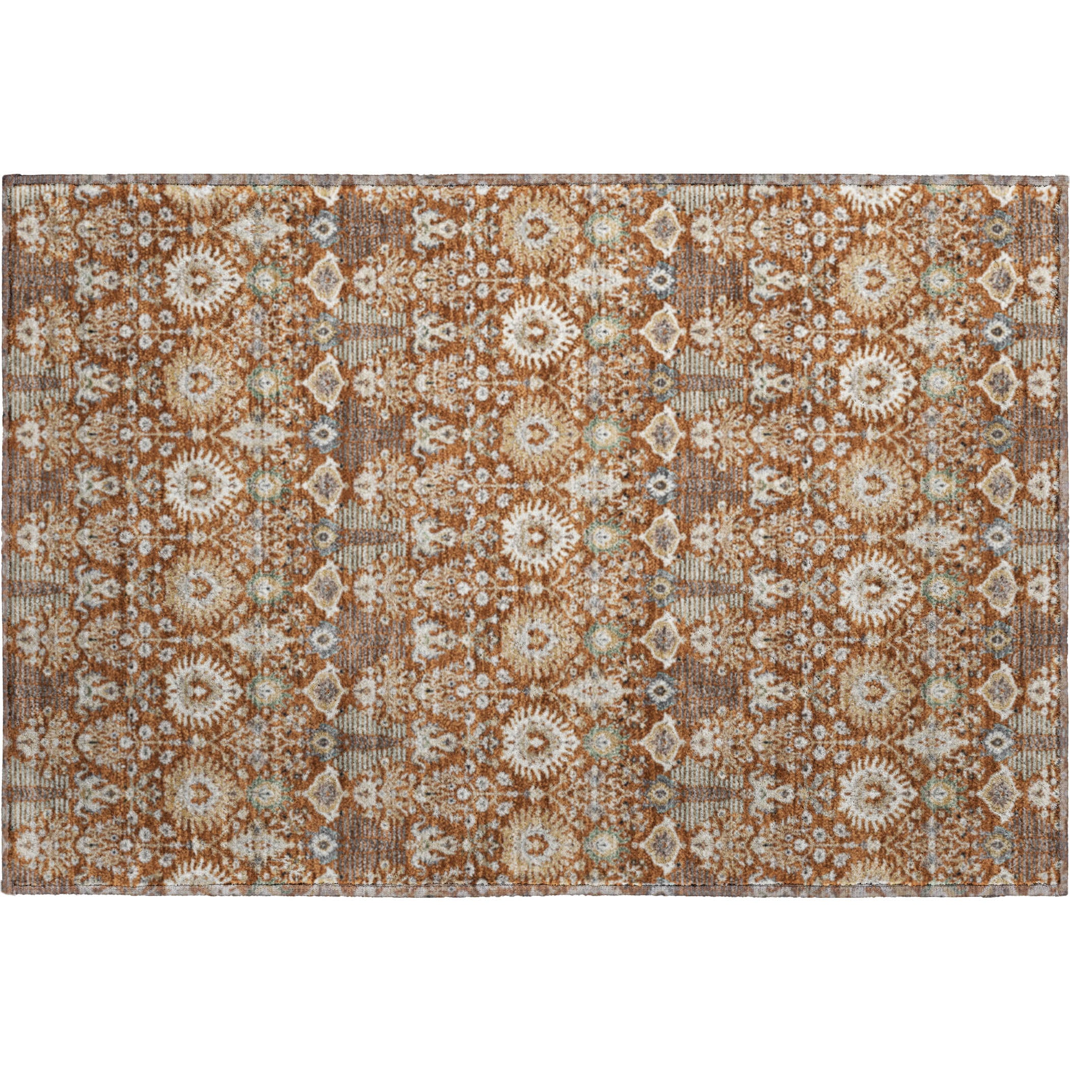 Sintra Machine Washable Traditional Paprika Orange Rug 1'8" x 2'6" #shape_Rectangle