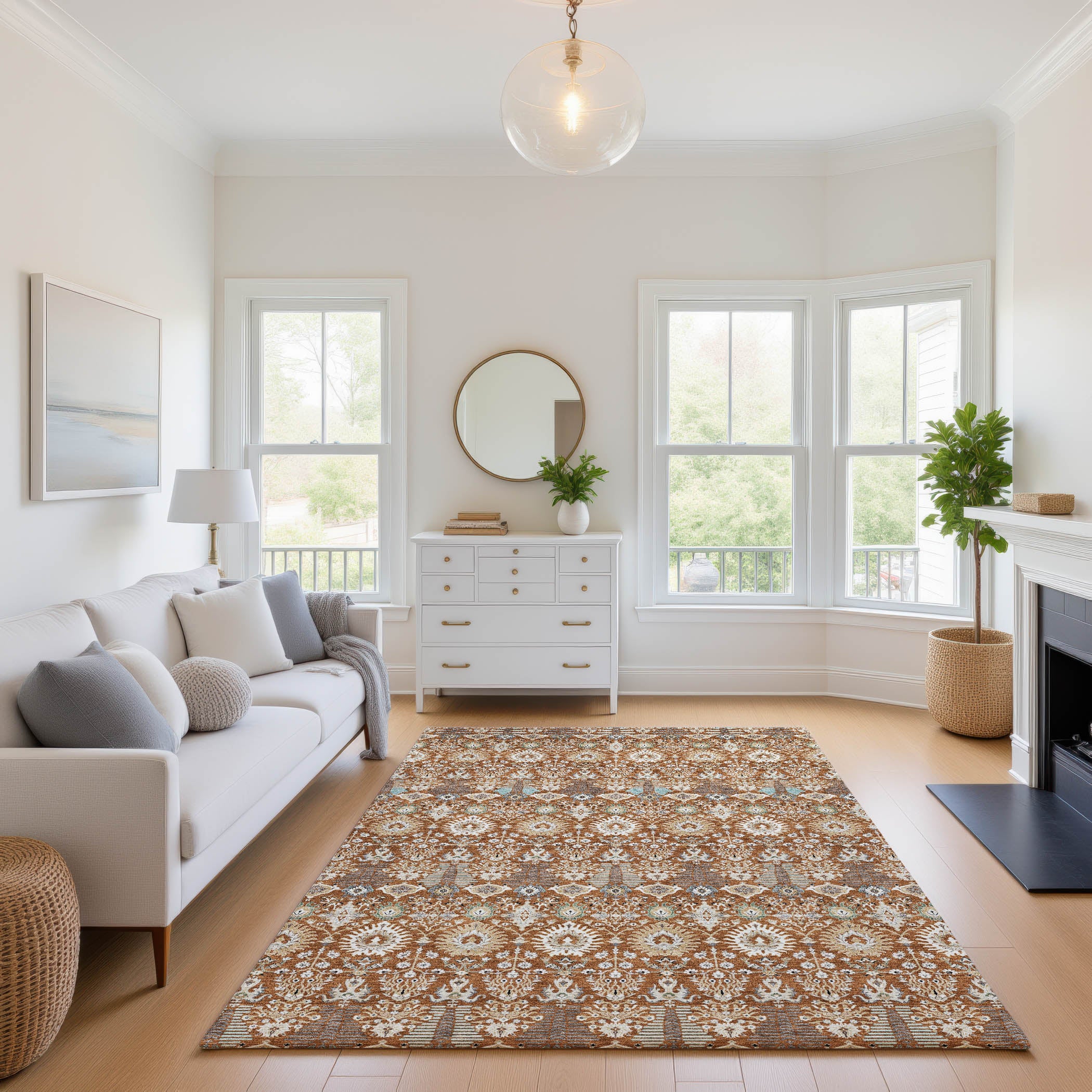 Sintra Machine Washable Traditional Paprika Orange Rug 2'6" x 3'10" #shape_Rectangle