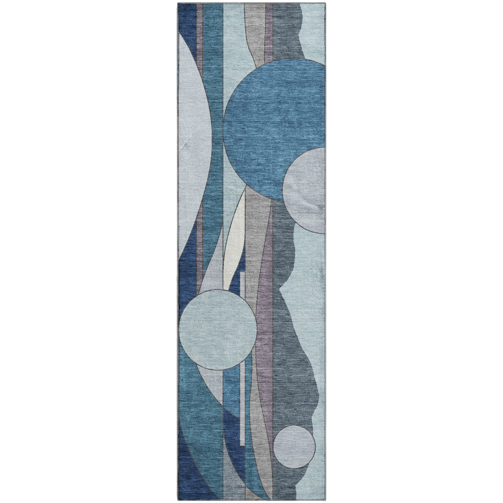 Vienna Machine Washable Transitional Blue Rug 2'3" x 7'6" #shape_Runner