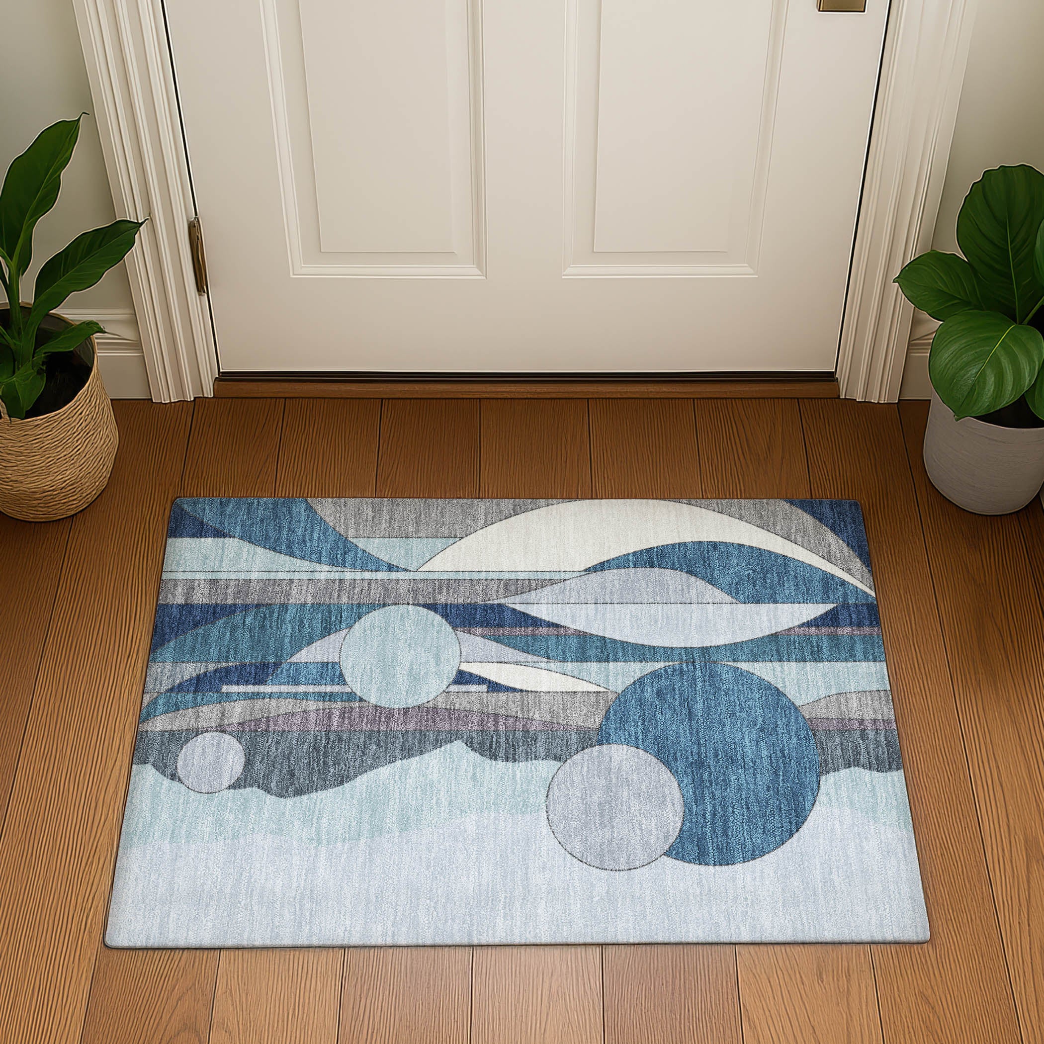 Vienna Machine Washable Transitional Blue Rug 1'8" x 2'6" #shape_Rectangle