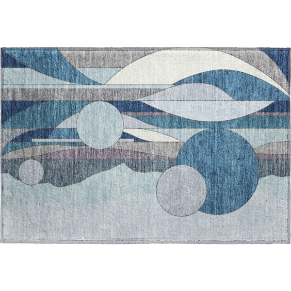 Vienna Machine Washable Transitional Blue Rug 1'8" x 2'6"