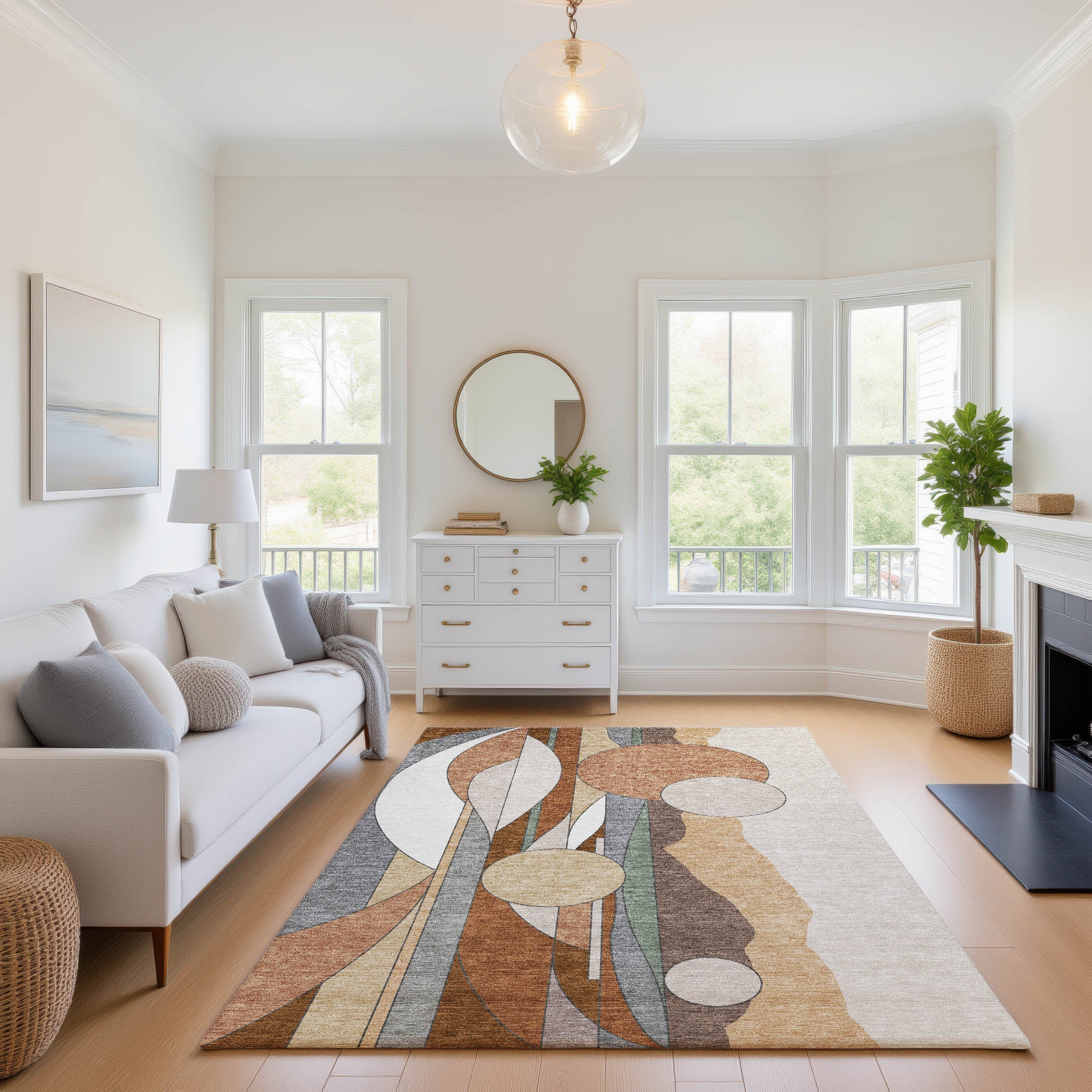 Vienna Machine Washable Transitional Copper Orange Rug 2'6" x 3'10" #shape_Rectangle