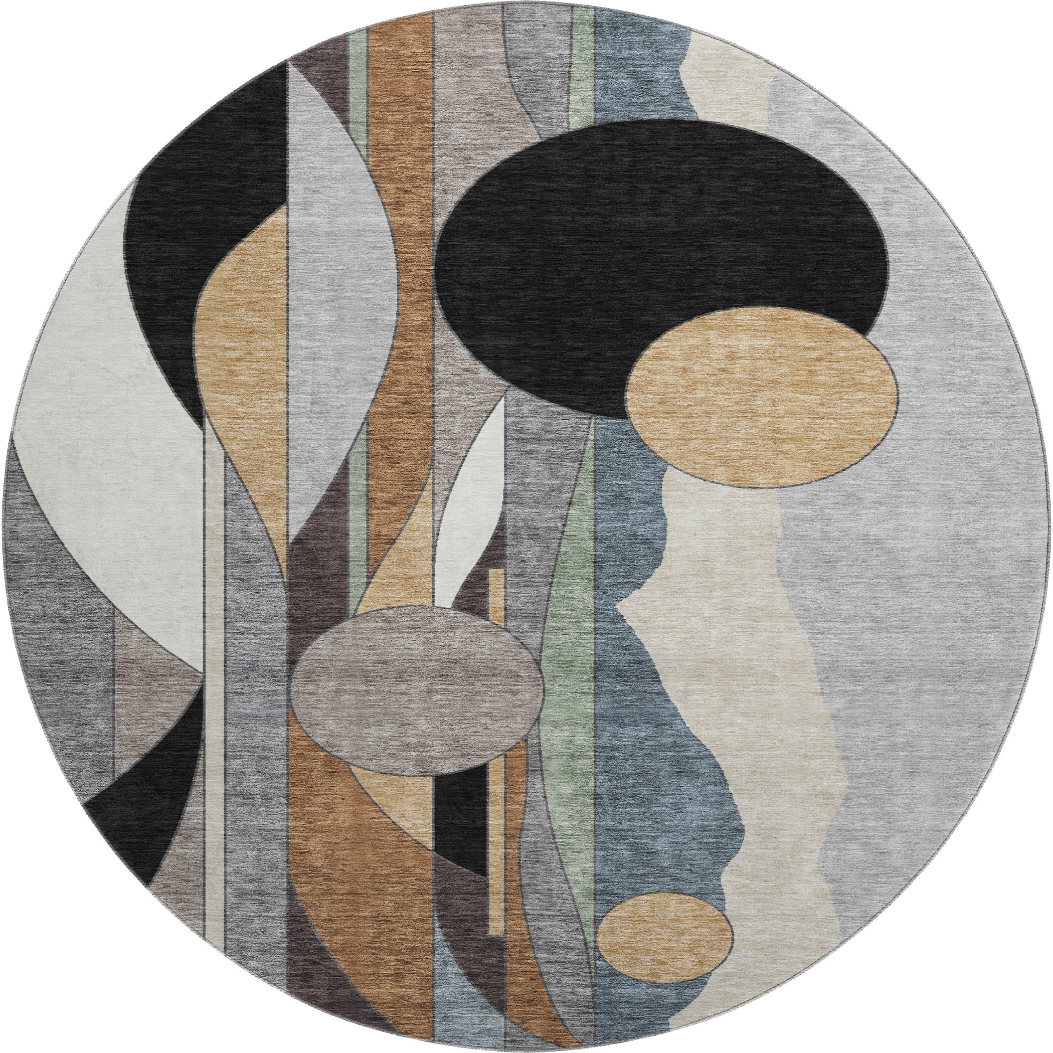 Vienna Machine Washable Transitional Gray Rug 8' x 8' #shape_Round