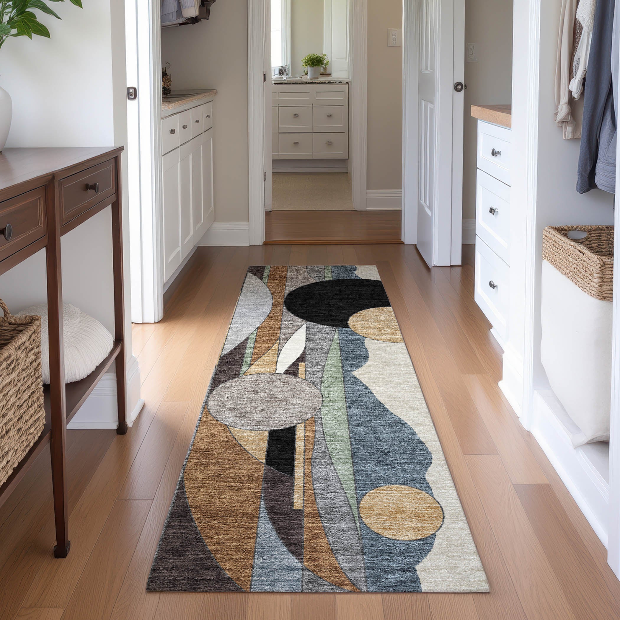 Vienna Machine Washable Transitional Gray Rug 2'3" x 7'6" #shape_Runner