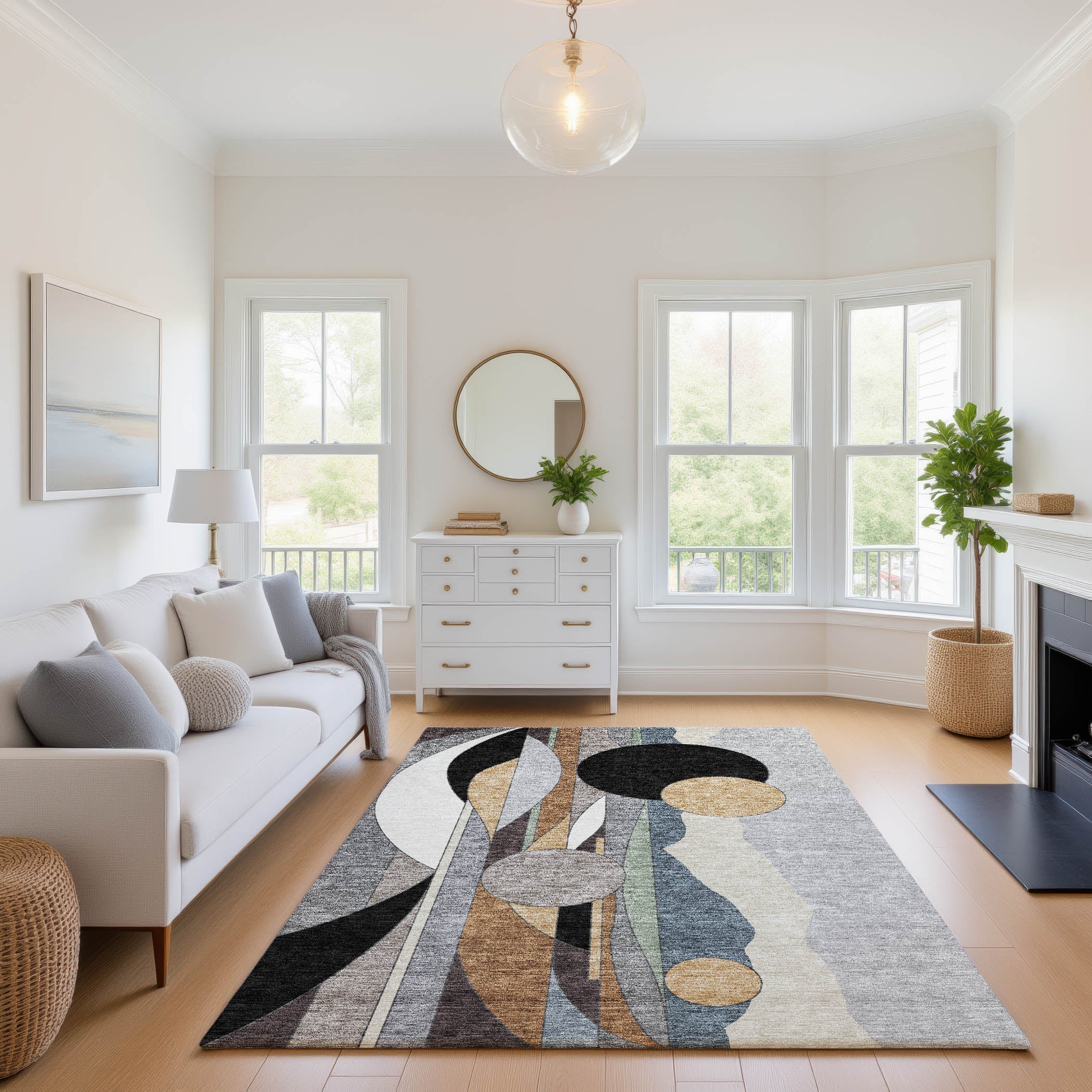 Vienna Machine Washable Transitional Gray Rug 2'6" x 3'10" #shape_Rectangle