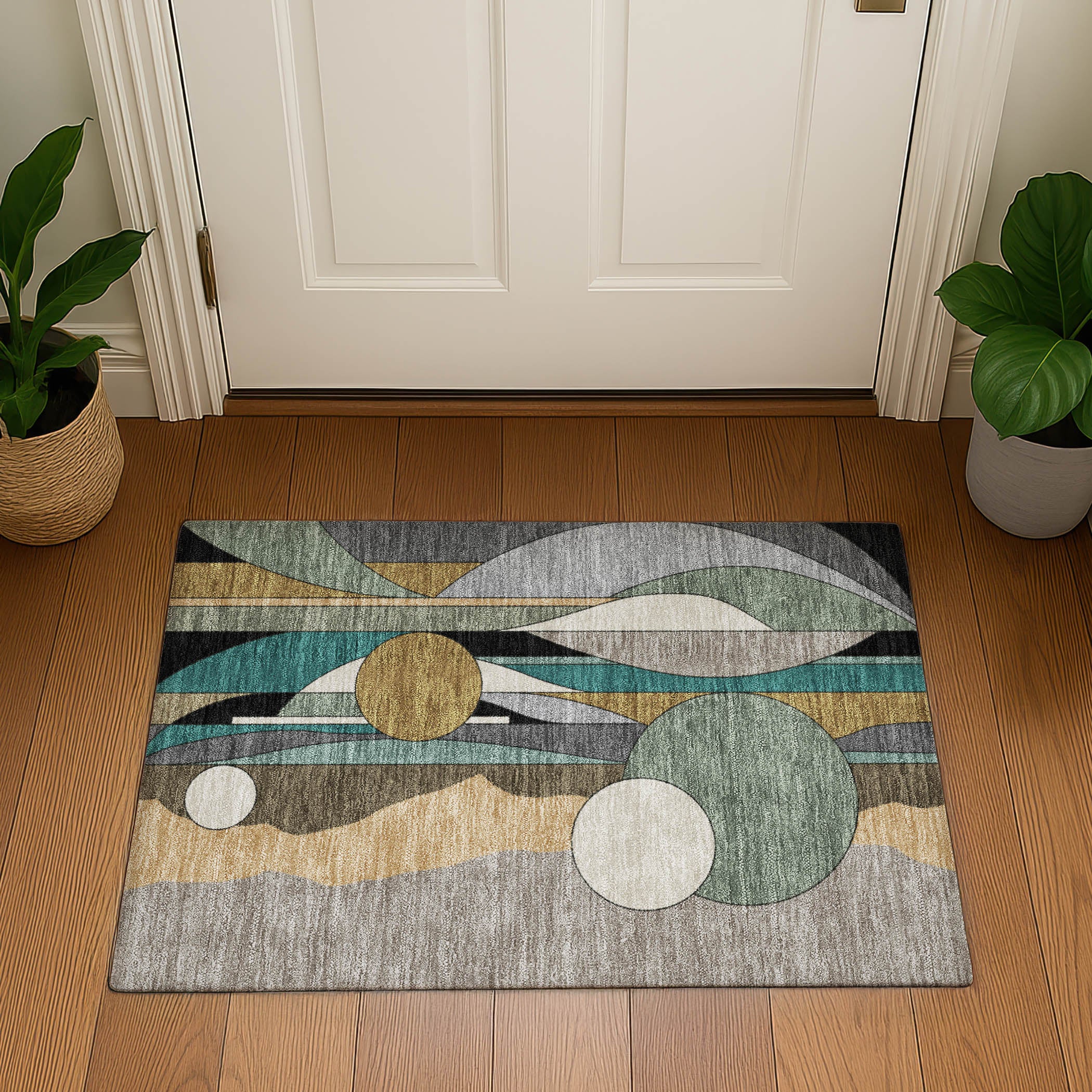 Vienna Machine Washable Transitional Taupe Brown Rug 1'8" x 2'6" #shape_Rectangle