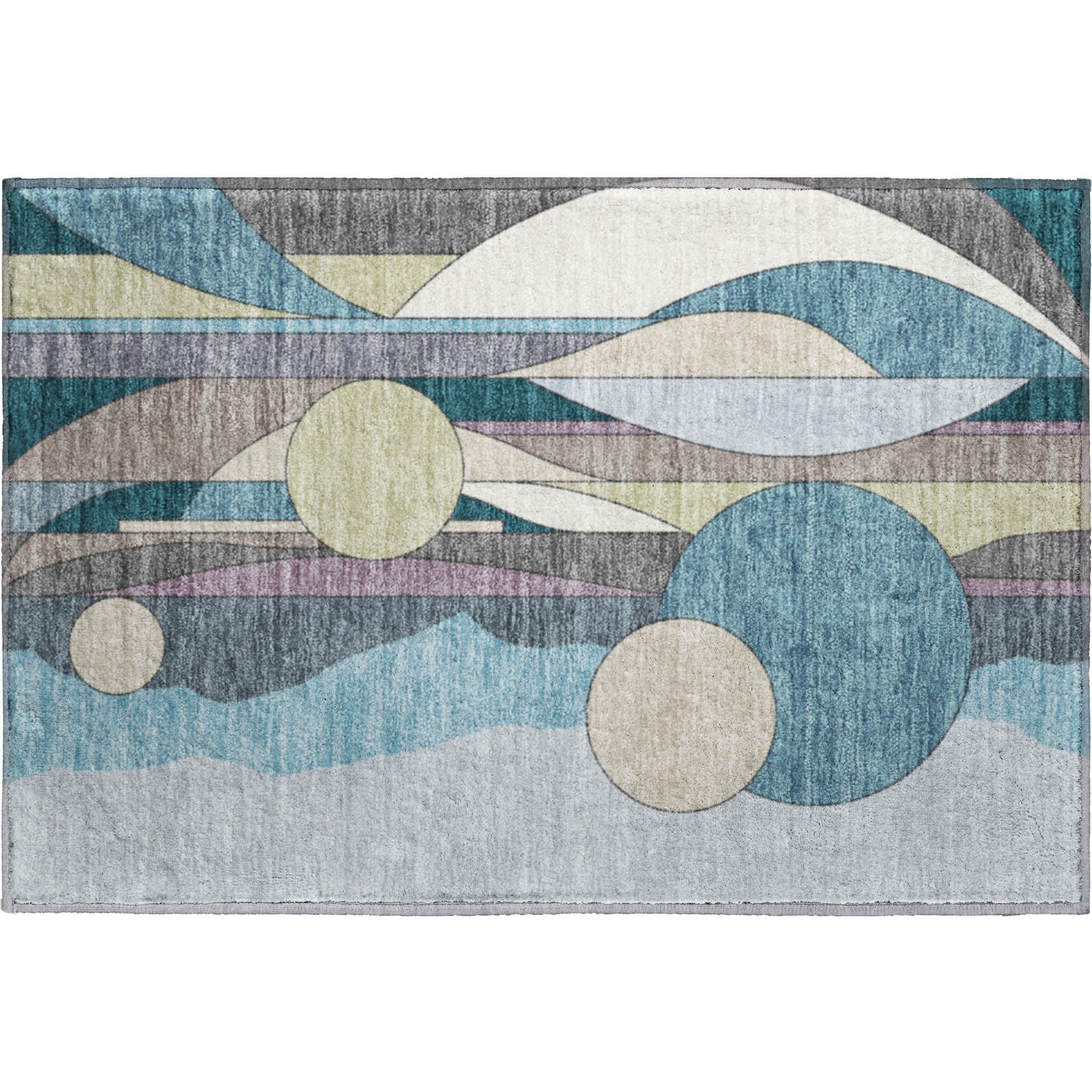 Vienna Machine Washable Transitional Teal Rug 1'8" x 2'6" #shape_Rectangle