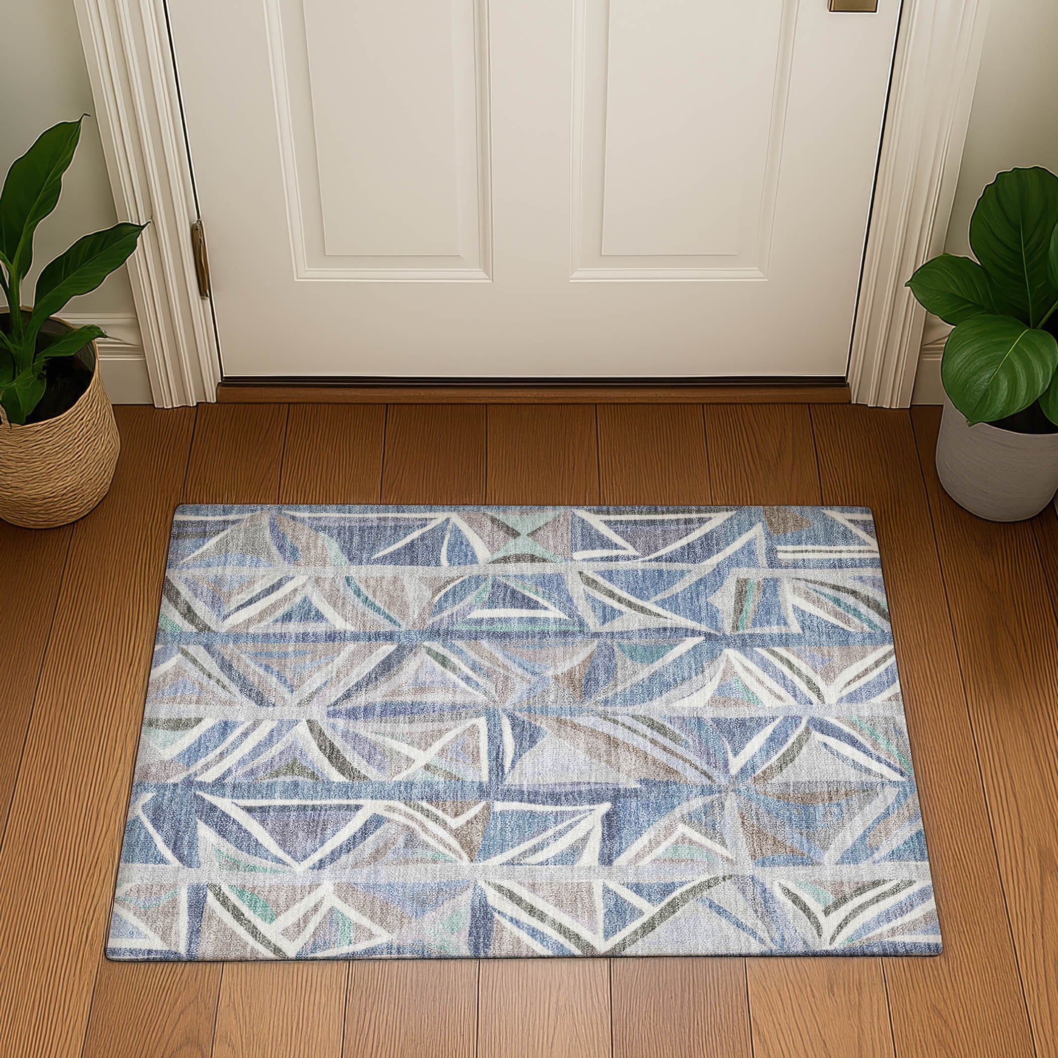 Split Machine Washable Transitional Denim Blue Rug 1'8" x 2'6" #shape_Rectangle
