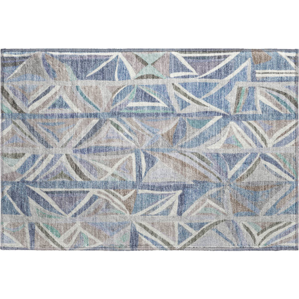 Split Machine Washable Transitional Denim Blue Rug 1'8" x 2'6"