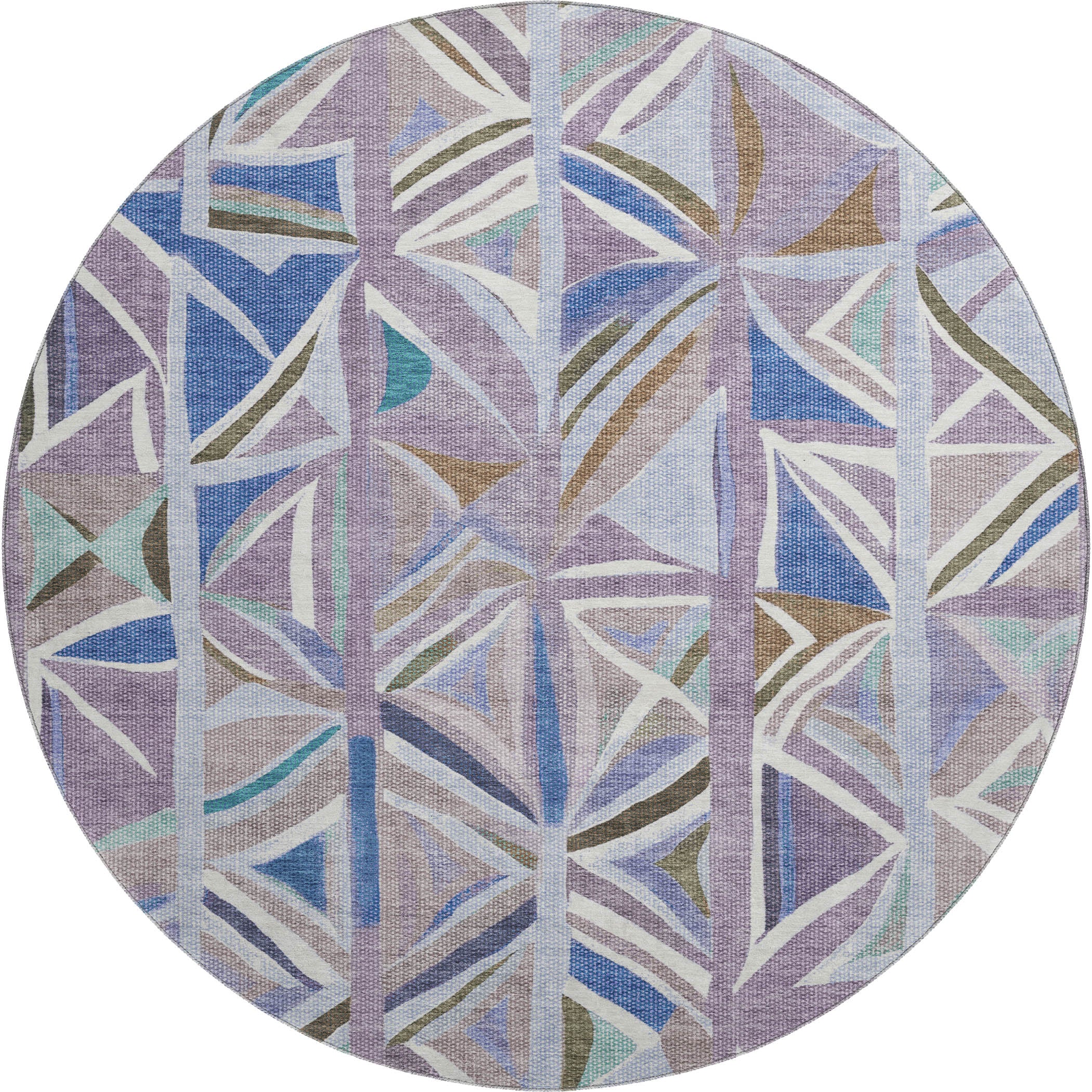Split Machine Washable Transitional Lavender Purple Rug 8' x 8' #shape_Round