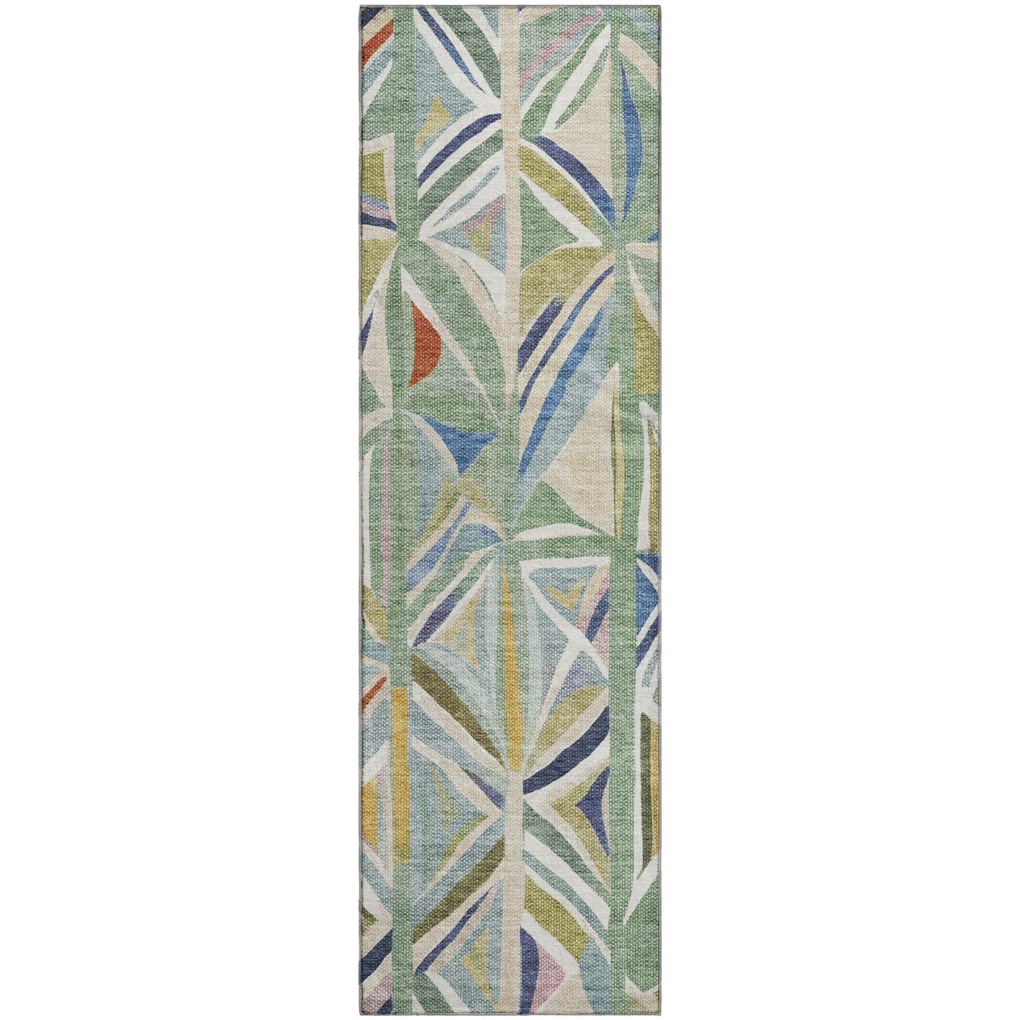 Split Machine Washable Transitional Sage Green Rug 2'3" x 7'6" #shape_Runner