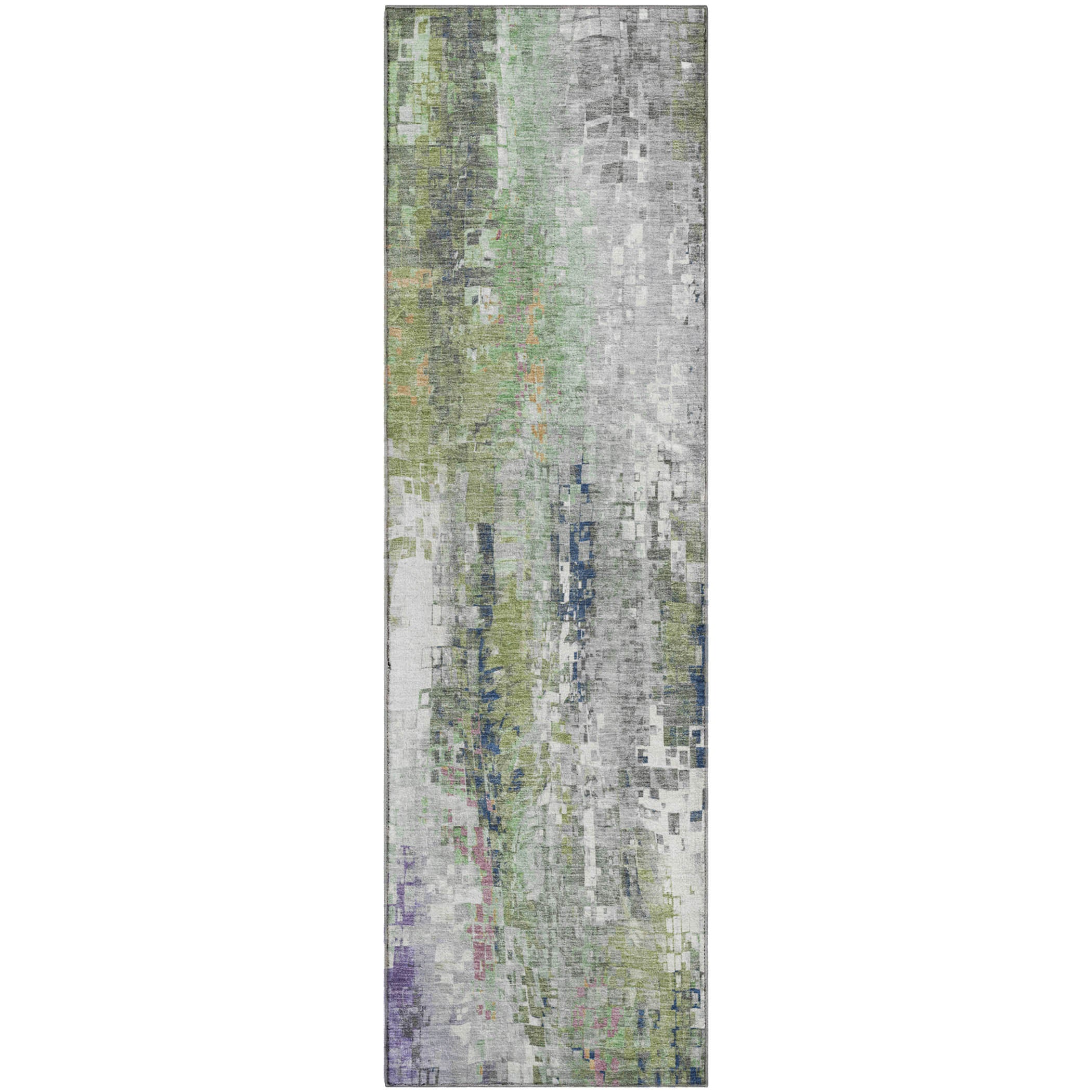 Lima Machine Washable Transitional Aloe Green Rug 2'3" x 7'6" #shape_Runner
