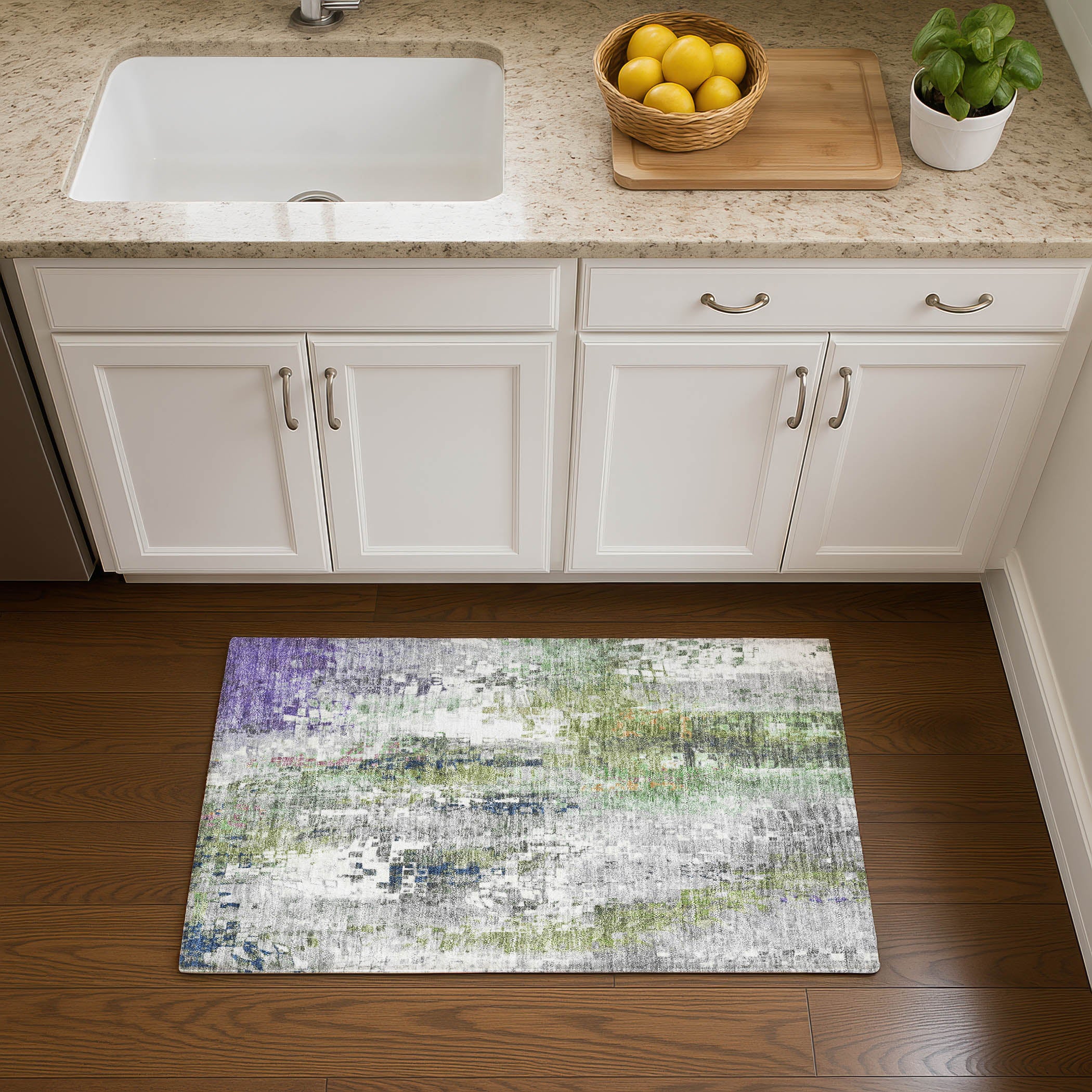 Lima Machine Washable Transitional Aloe Green Rug 1'8" x 2'6" #shape_Rectangle
