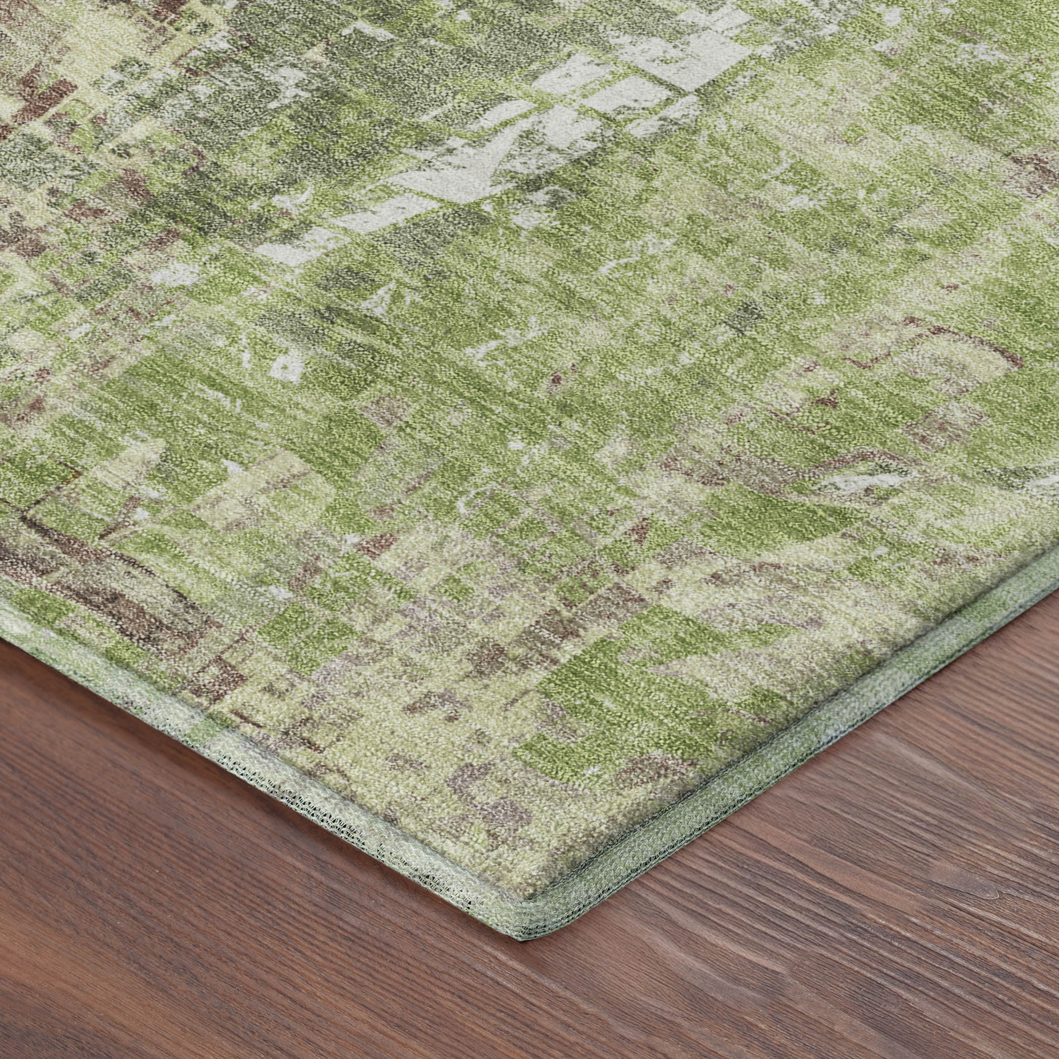 Lima Machine Washable Transitional Green Rug 1'8" x 2'6" #shape_Rectangle