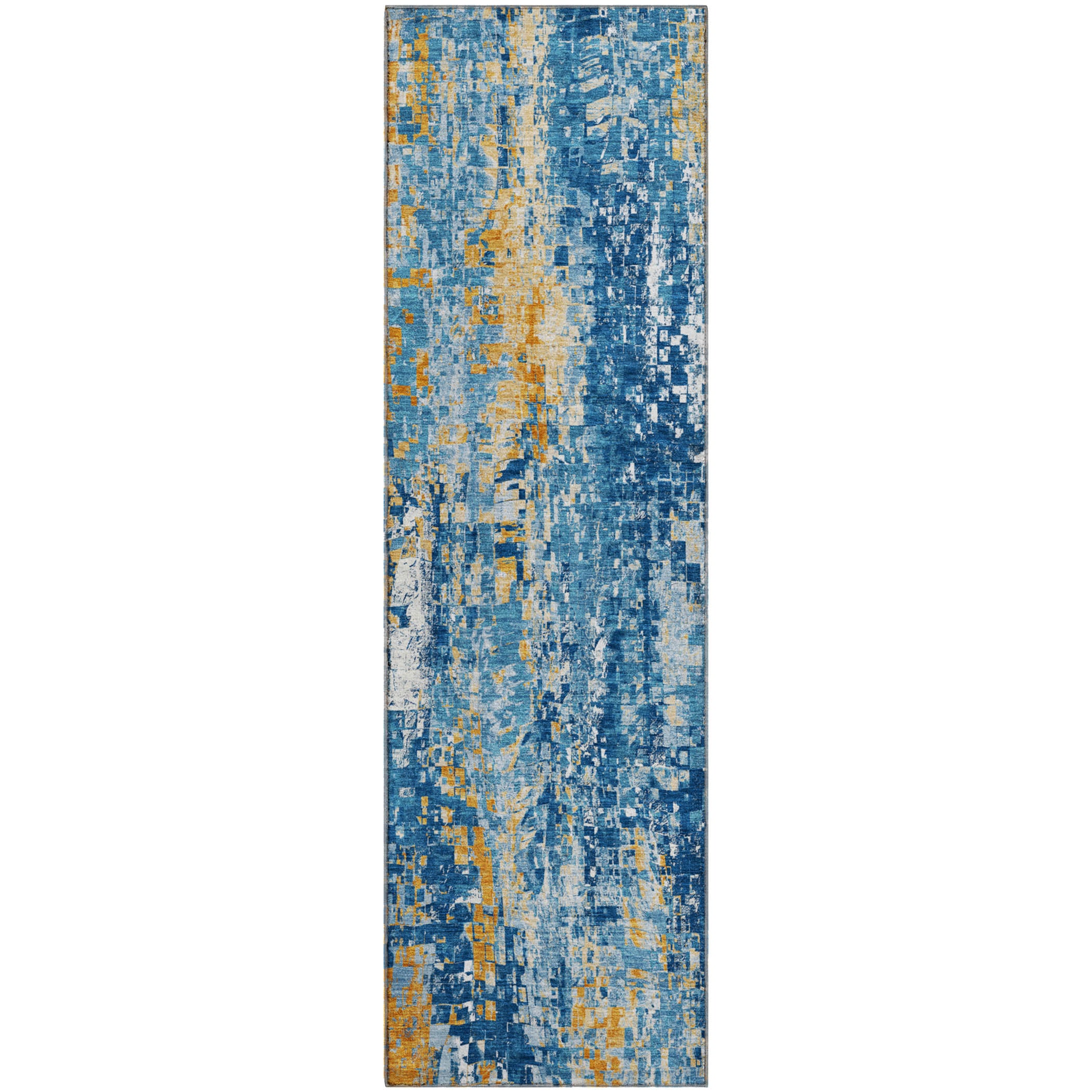 Lima Machine Washable Transitional Navy Blue Rug 2'3" x 7'6" #shape_Runner