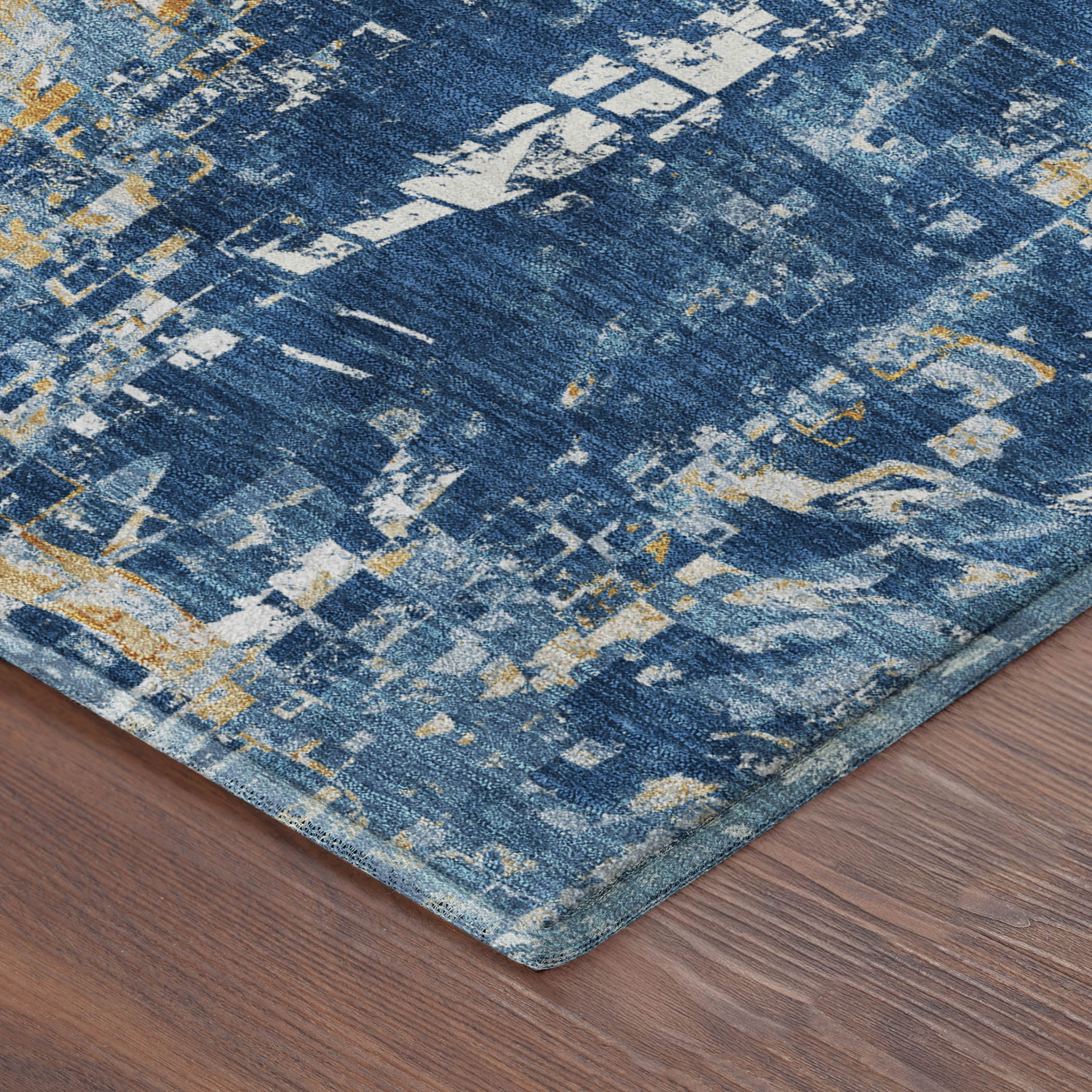 Lima Machine Washable Transitional Navy Blue Rug 1'8" x 2'6" #shape_Rectangle