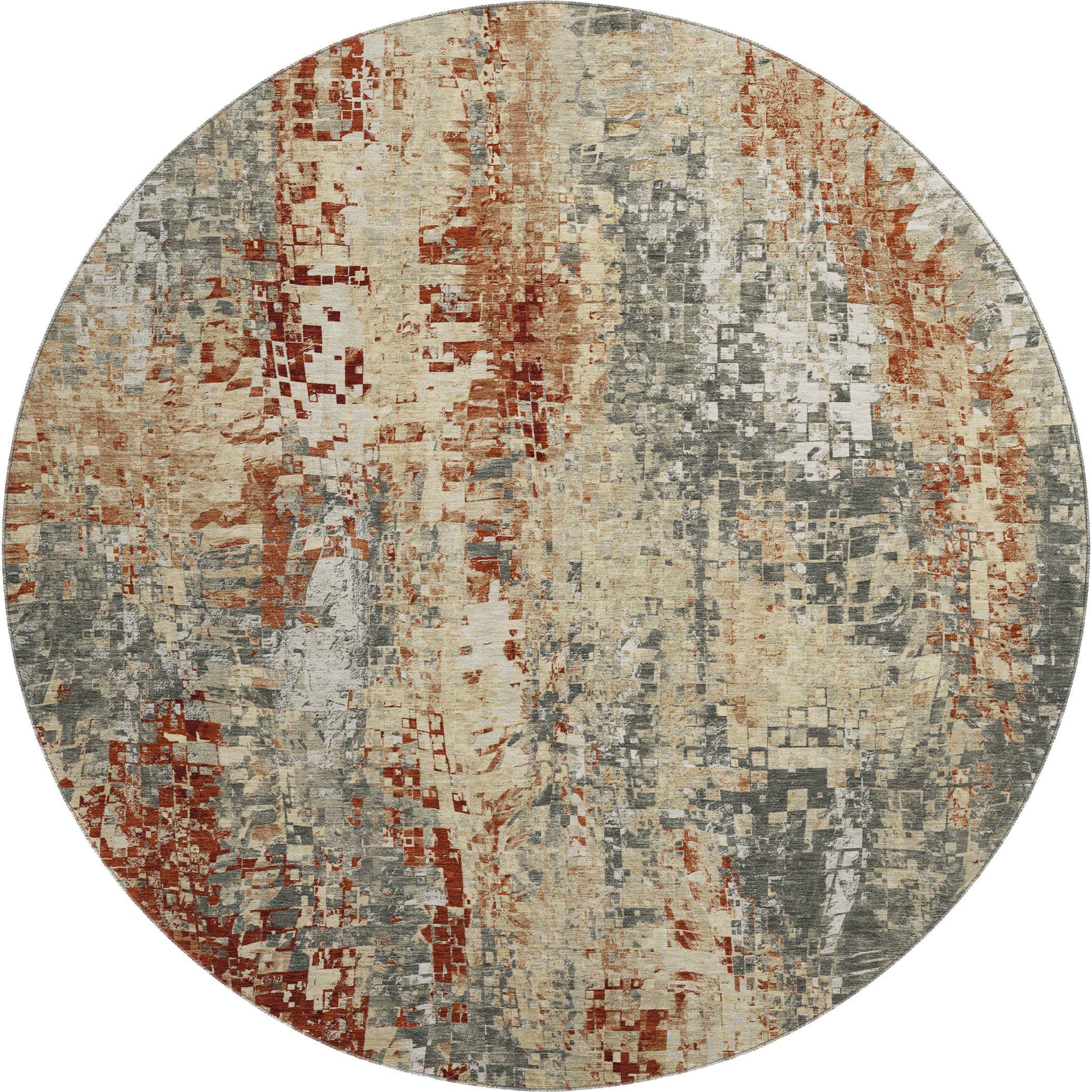 Lima Machine Washable Transitional Pewter Gray Rug 8' x 8' #shape_Round
