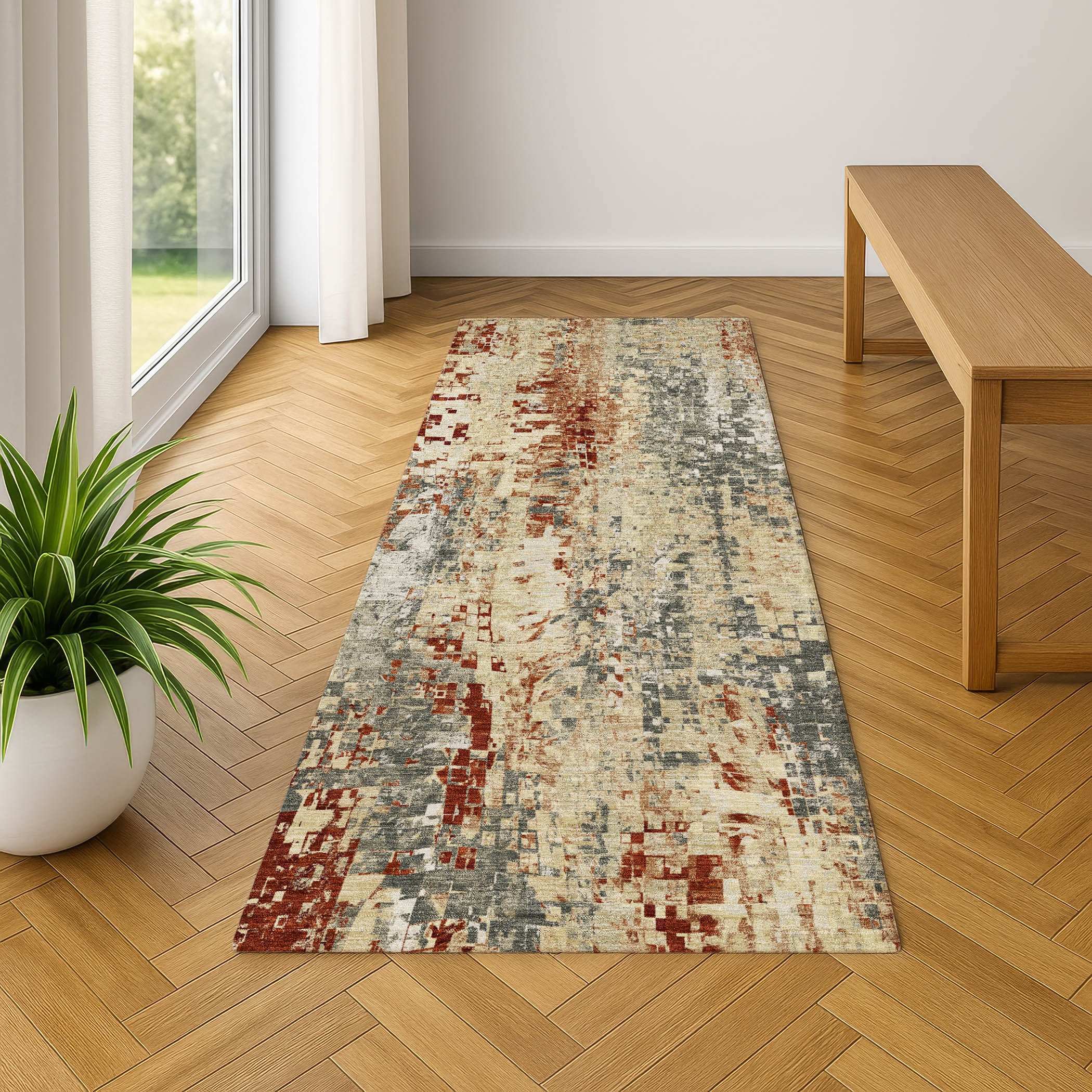 Lima Machine Washable Transitional Pewter Gray Rug 2'3" x 7'6" #shape_Runner