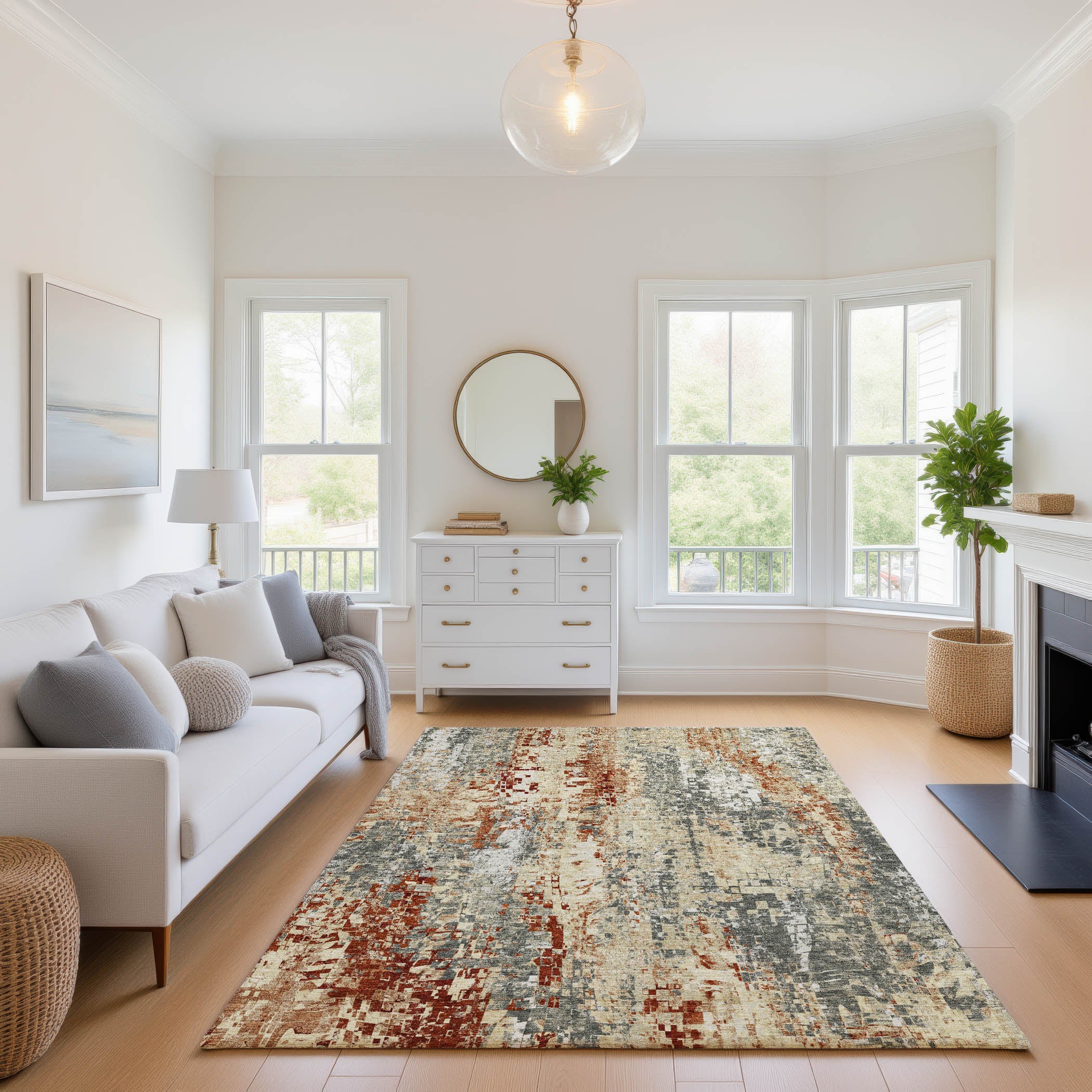 Lima Machine Washable Transitional Pewter Gray Rug 2'6" x 3'10" #shape_Rectangle