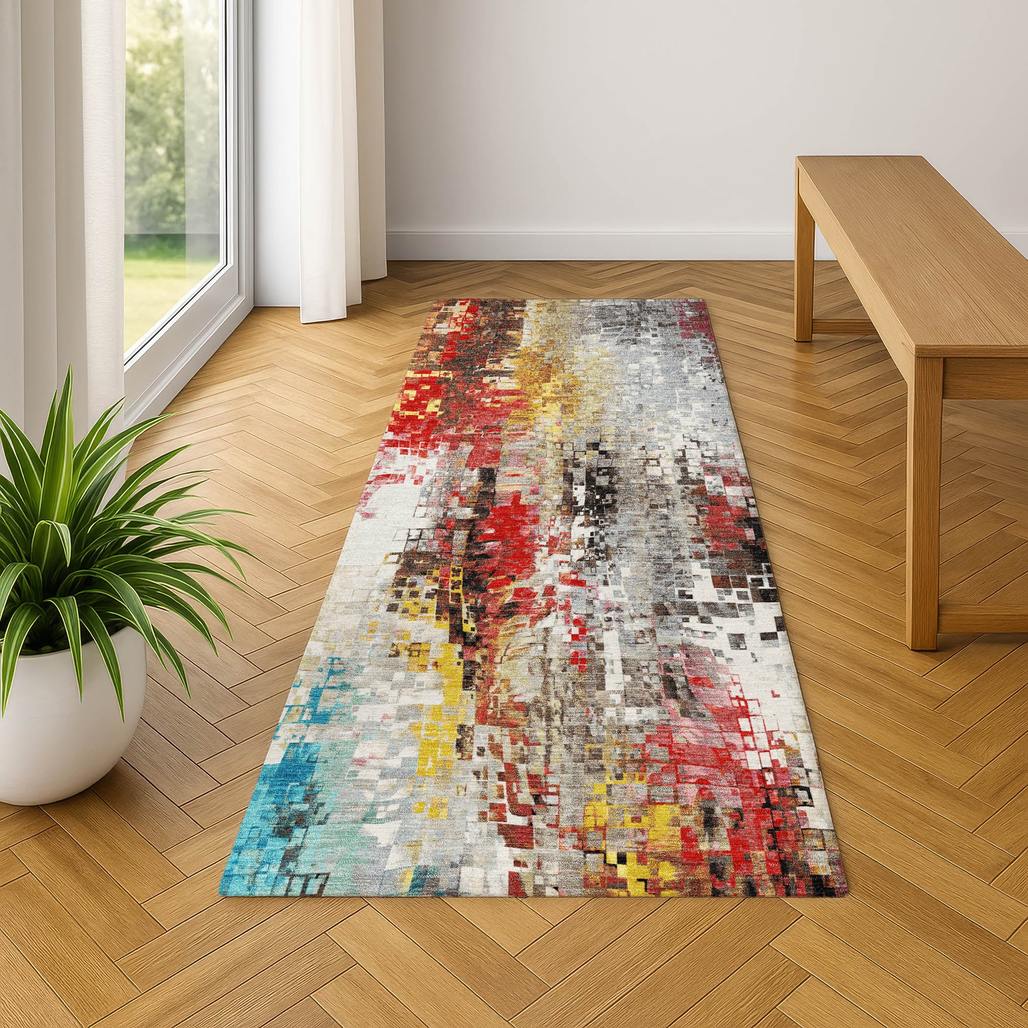 Lima Machine Washable Transitional Silver Gray Rug 2'3" x 7'6" #shape_Runner