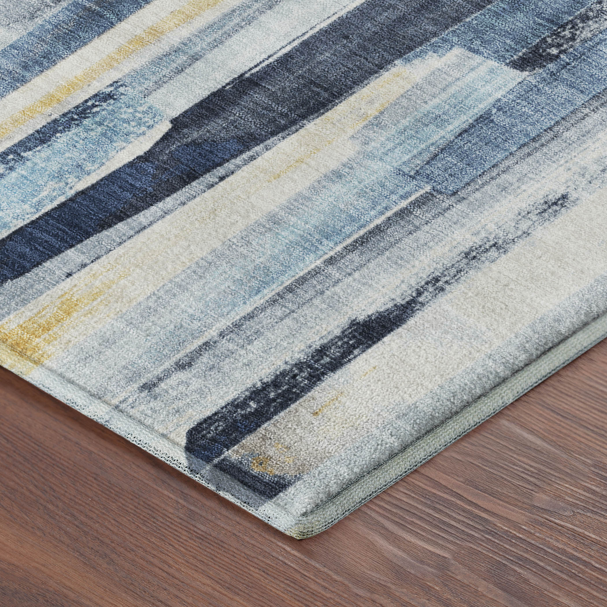 Seoul Machine Washable Transitional Denim Blue Rug 1'8" x 2'6" #shape_Rectangle