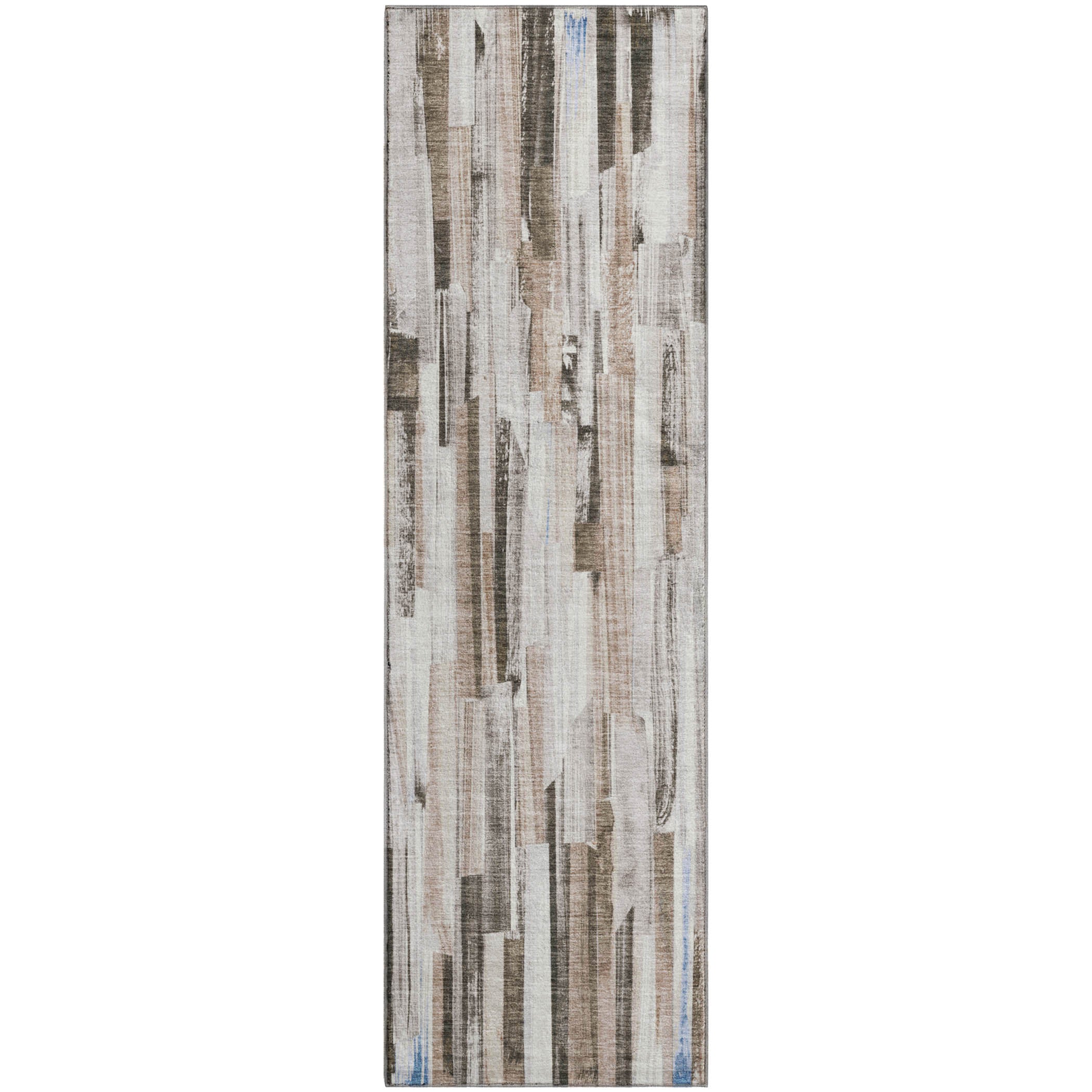 Seoul Machine Washable Transitional Khaki Brown Rug 2'3" x 7'6" #shape_Runner