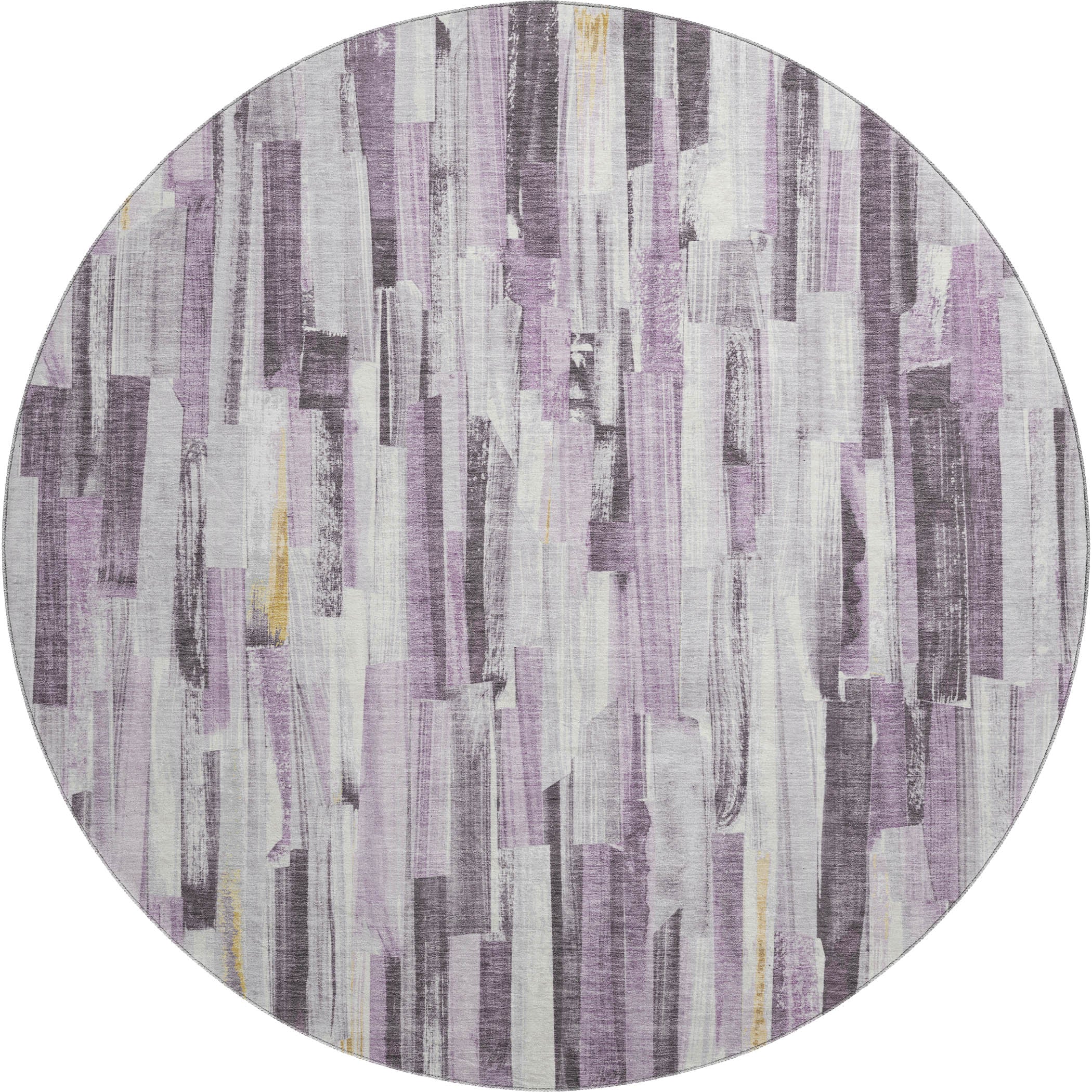 Seoul Machine Washable Transitional Lavender Purple Rug 8' x 8' #shape_Round