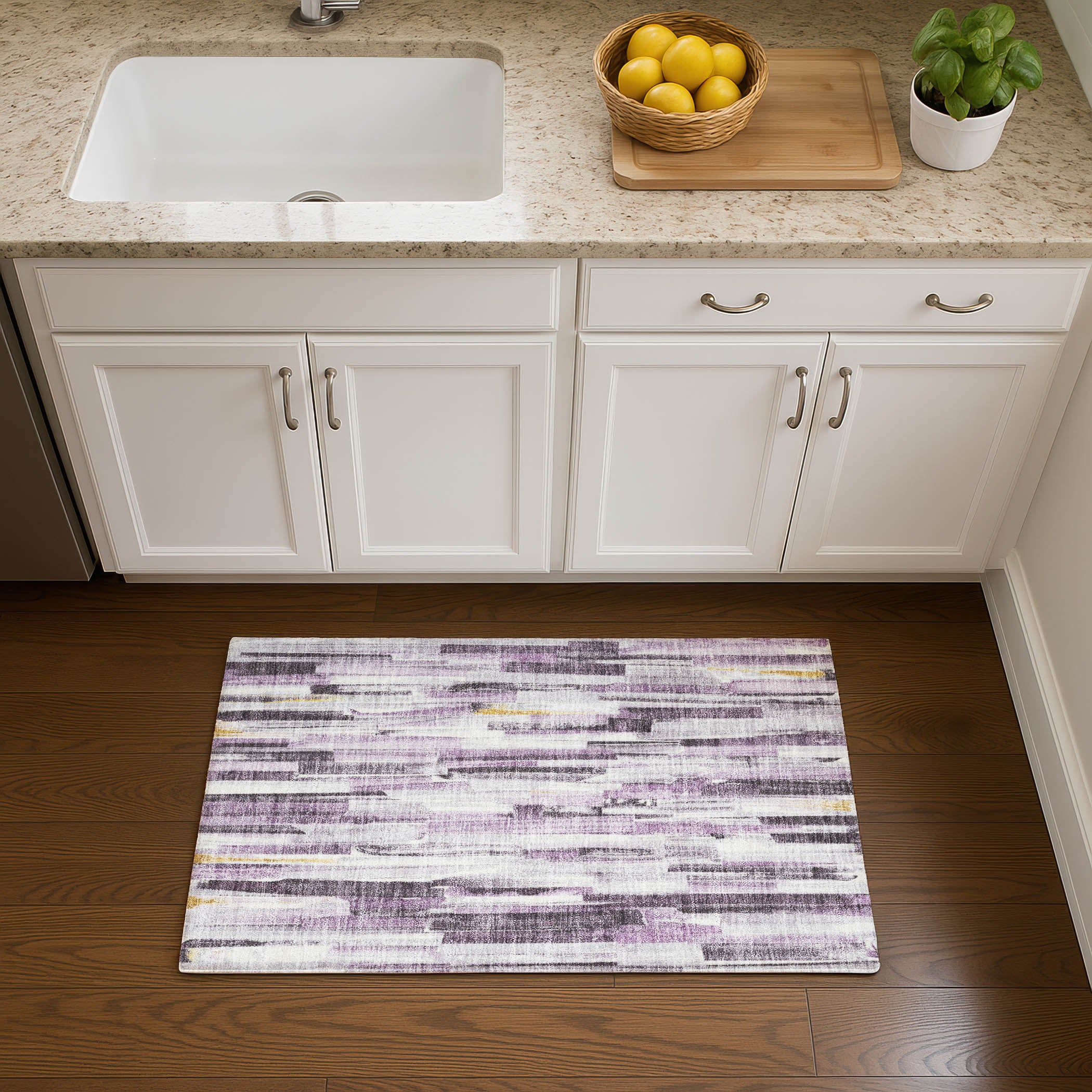 Seoul Machine Washable Transitional Lavender Purple Rug 1'8" x 2'6" #shape_Rectangle