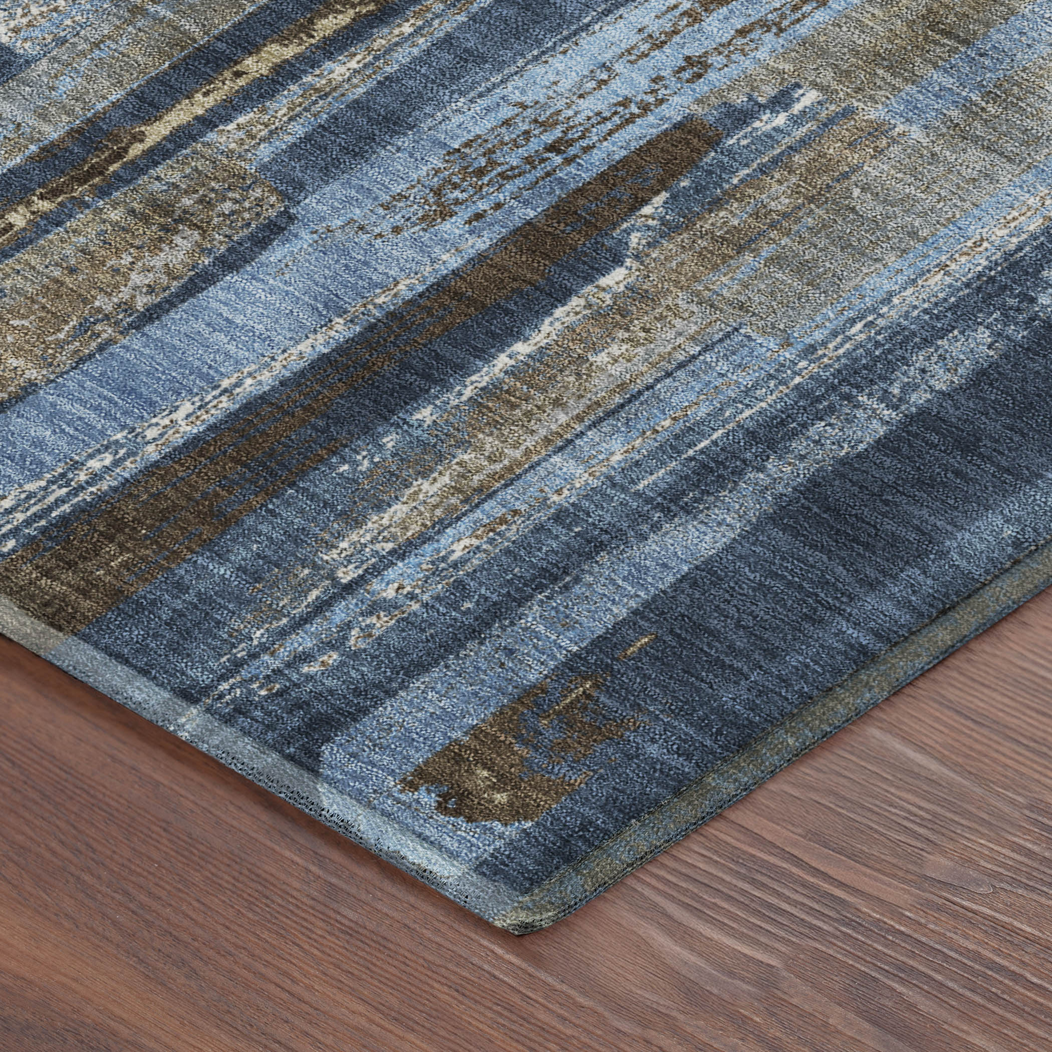 Seoul Machine Washable Transitional Navy Blue Rug 1'8" x 2'6" #shape_Rectangle