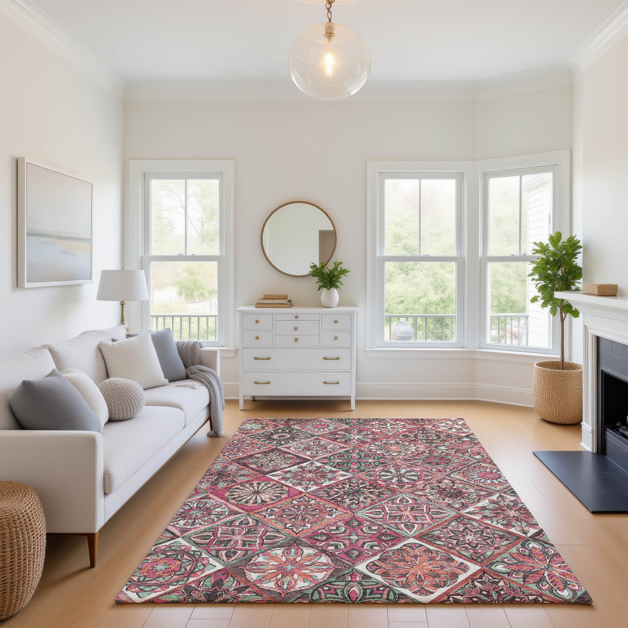 Tallinn Machine Washable Transitional Blush Pink Rug 2'6" x 3'10" #shape_Rectangle